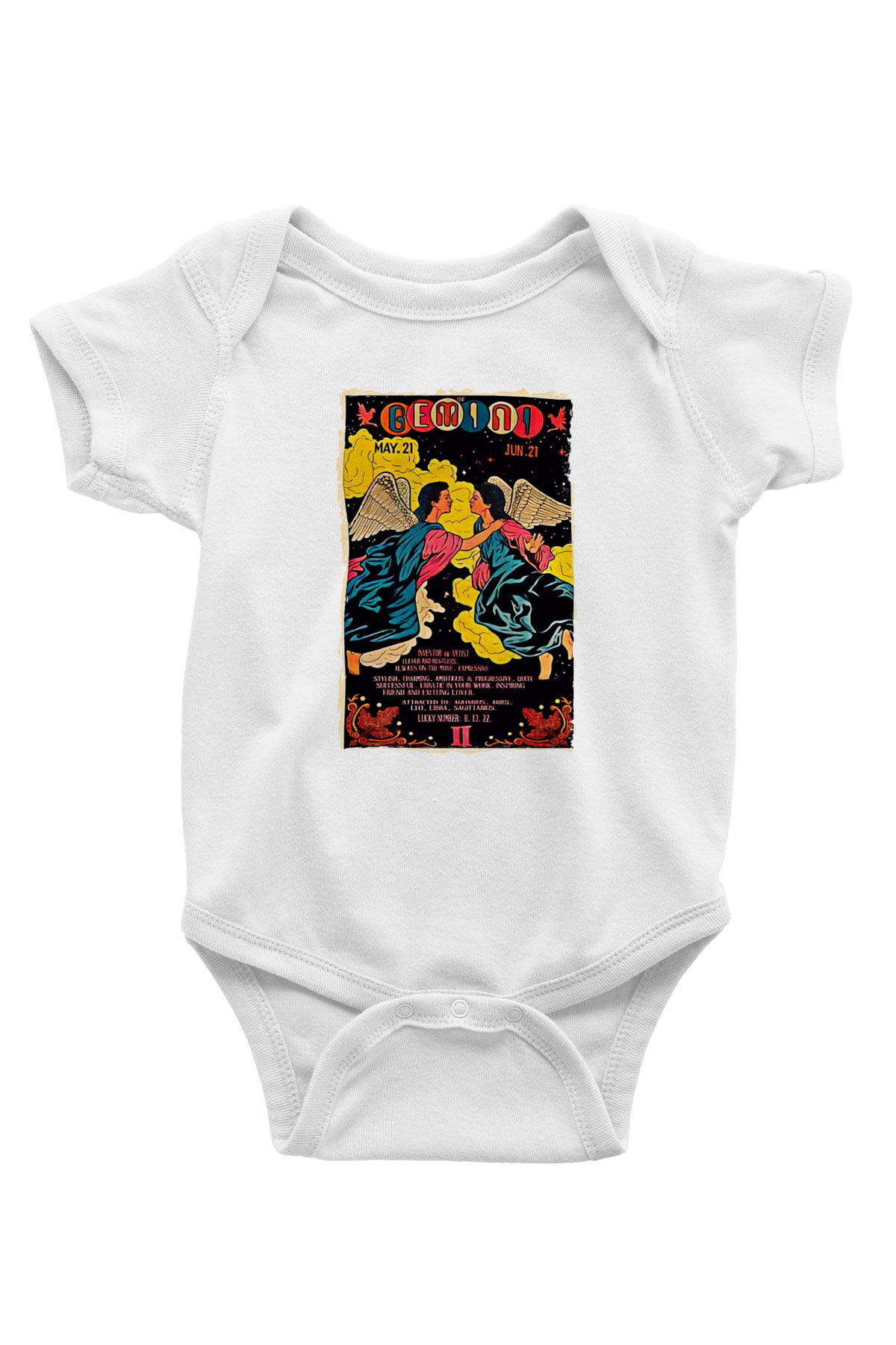 İkizler Burcu Baskılı Beyaz Unisex Bebek Body - Zıbın