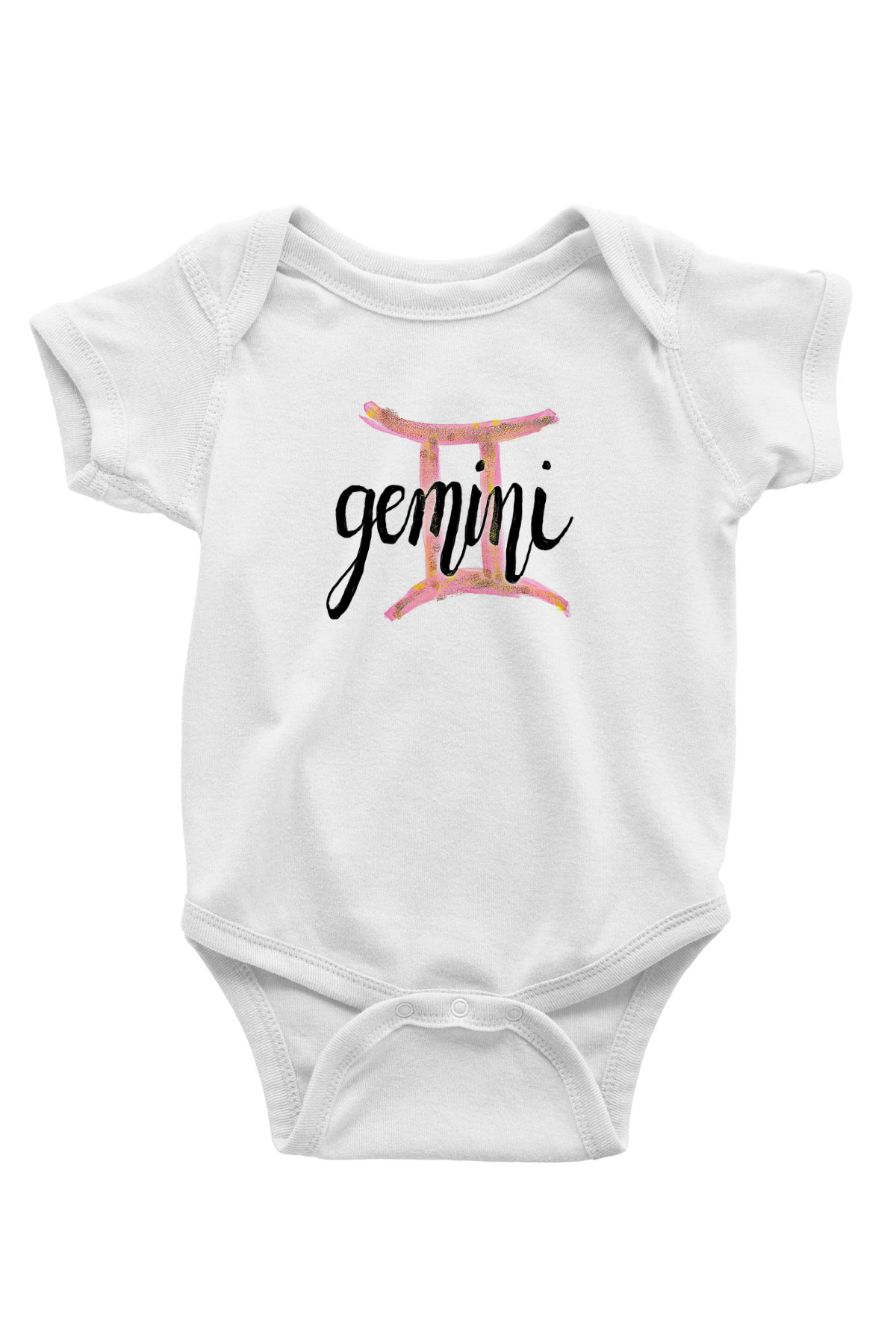 İkizler Burcu Baskılı Beyaz Unisex Bebek Body - Zıbın