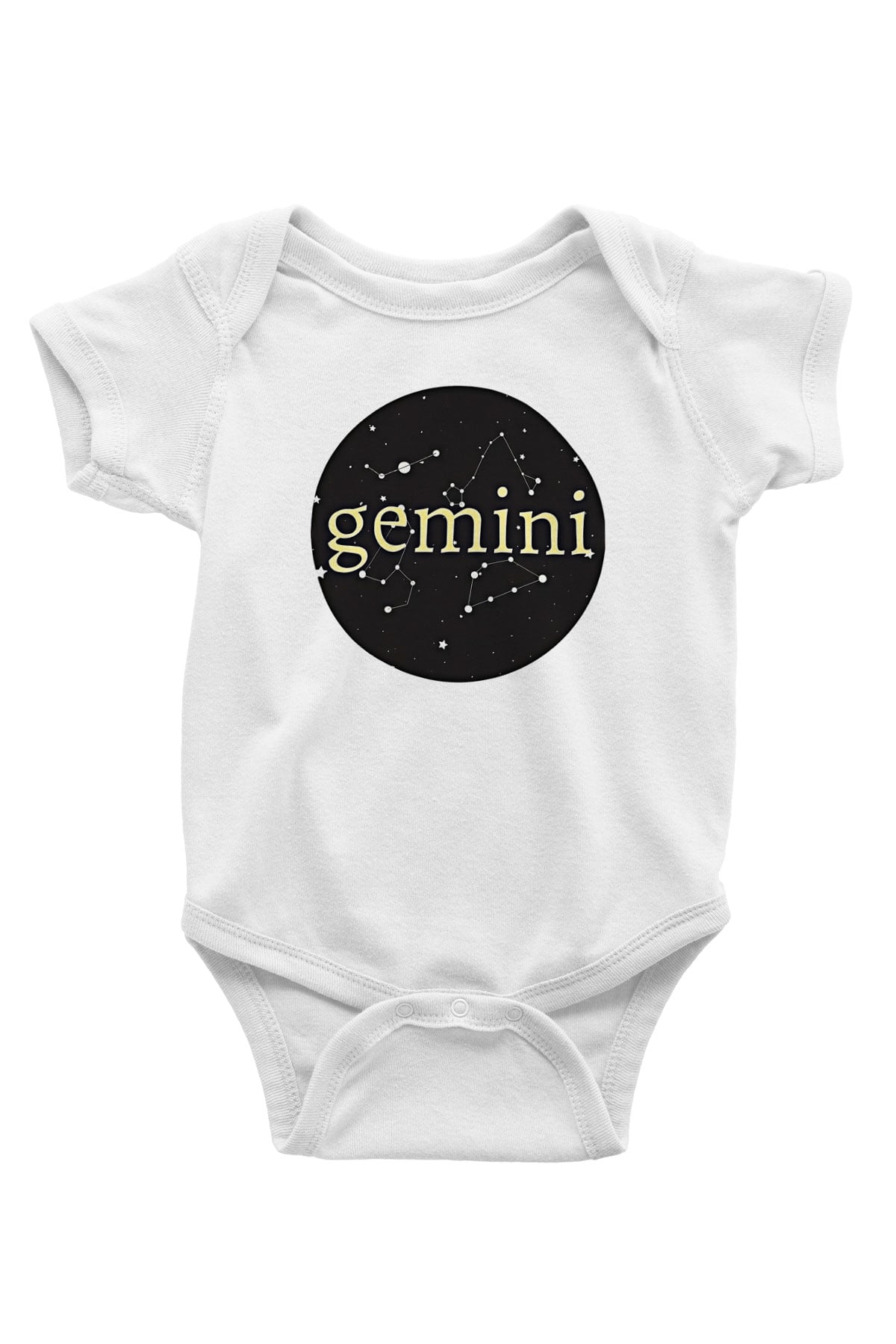 İkizler Burcu Baskılı Beyaz Unisex Bebek Body - Zıbın