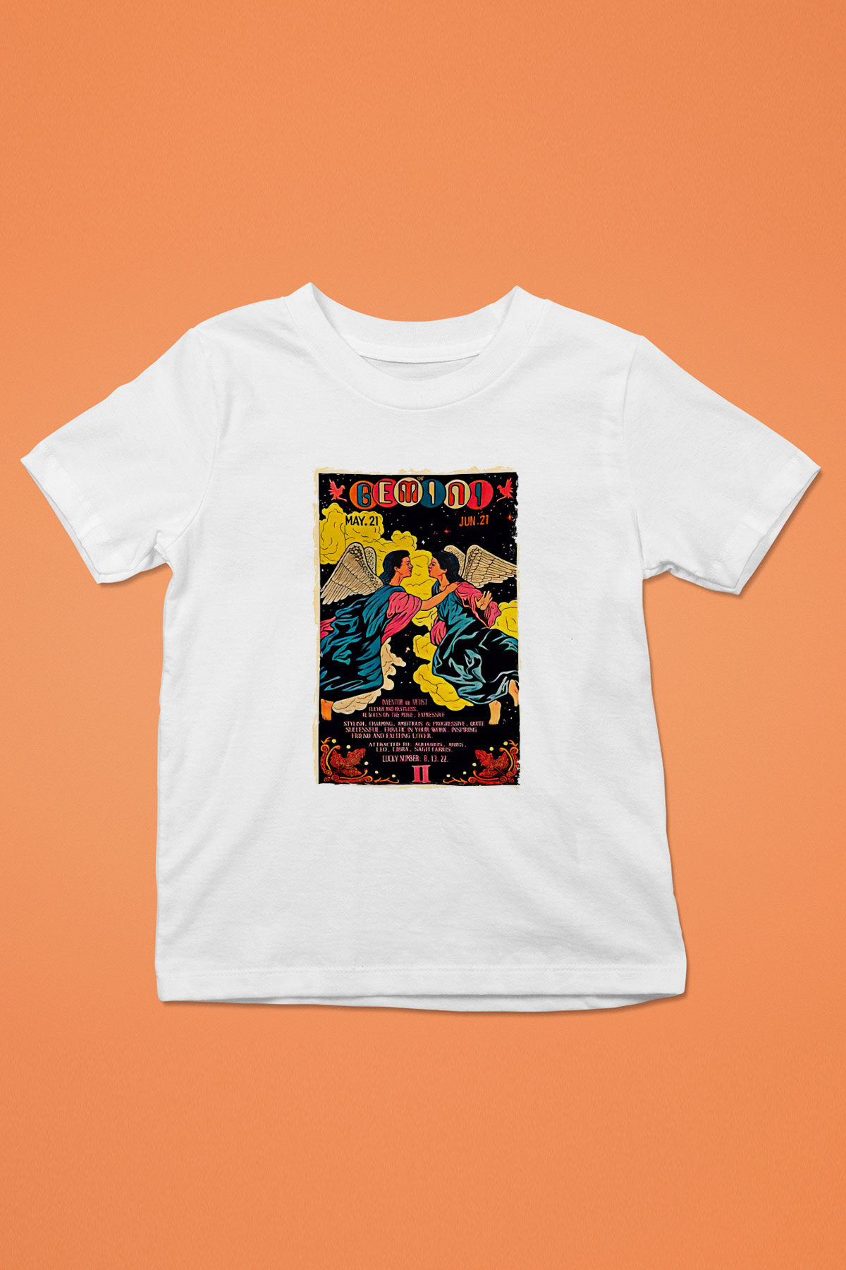 İkizler Burcu Baskılı Beyaz Unisex Beyaz Çocuk Tişört - Tshirt