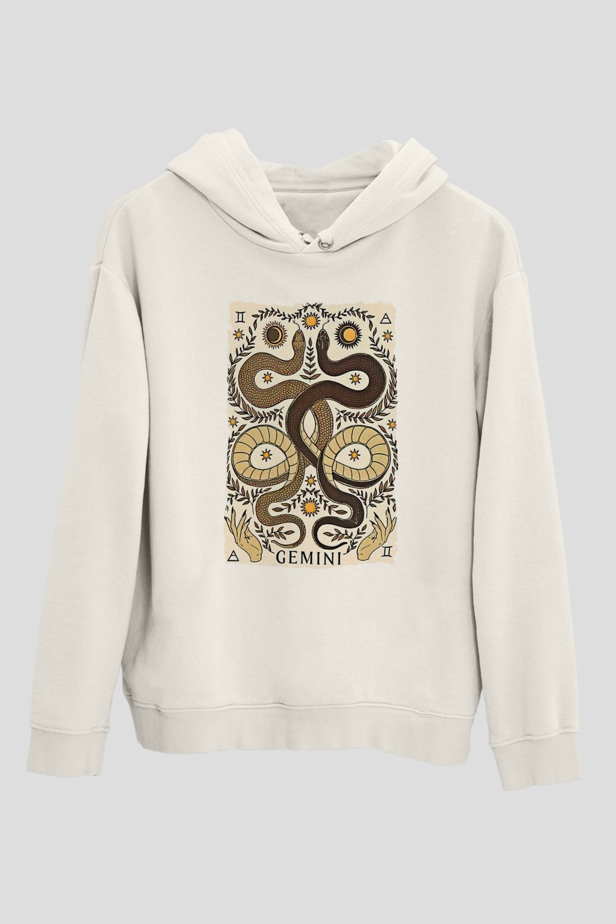 İkizler Burcu Baskılı Beyaz Unisex Hoodie