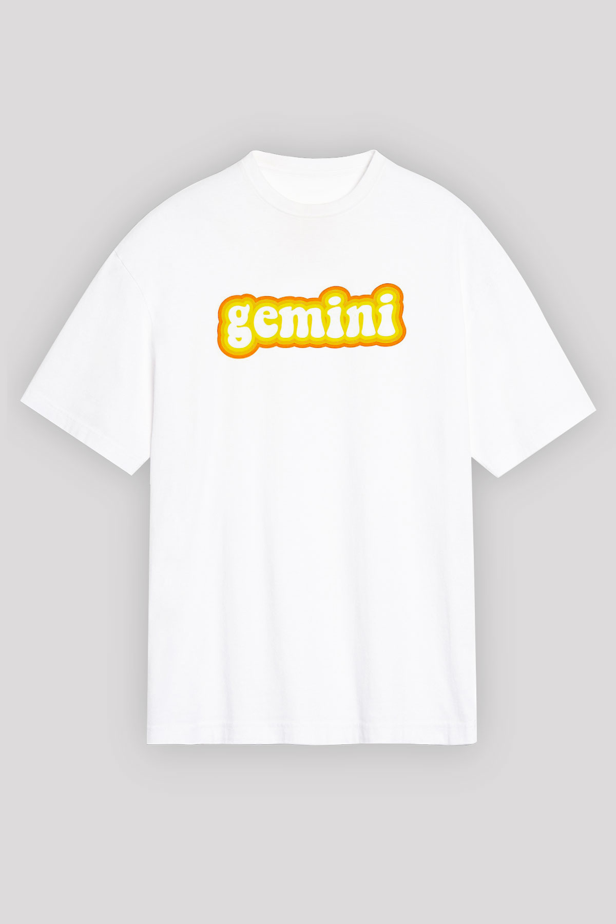 İkizler Burcu Baskılı Beyaz Unisex Oversize Tişört - Tshirt