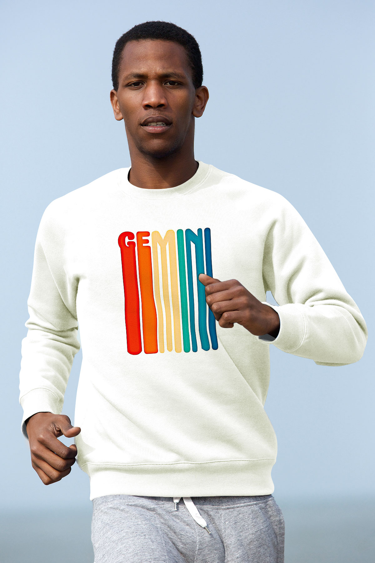 İkizler Burcu Baskılı Beyaz Unisex Sweatshirt