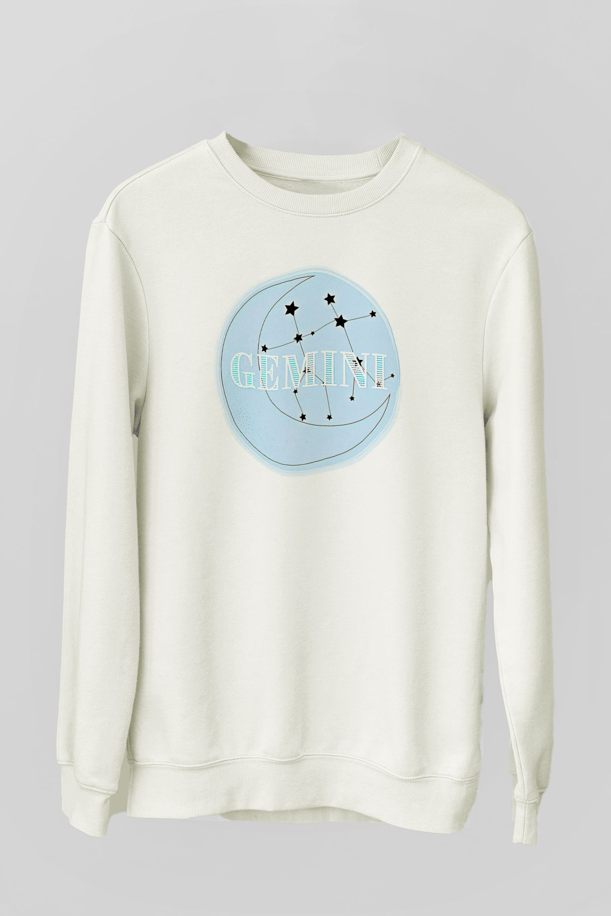 İkizler Burcu Baskılı Beyaz Unisex Sweatshirt