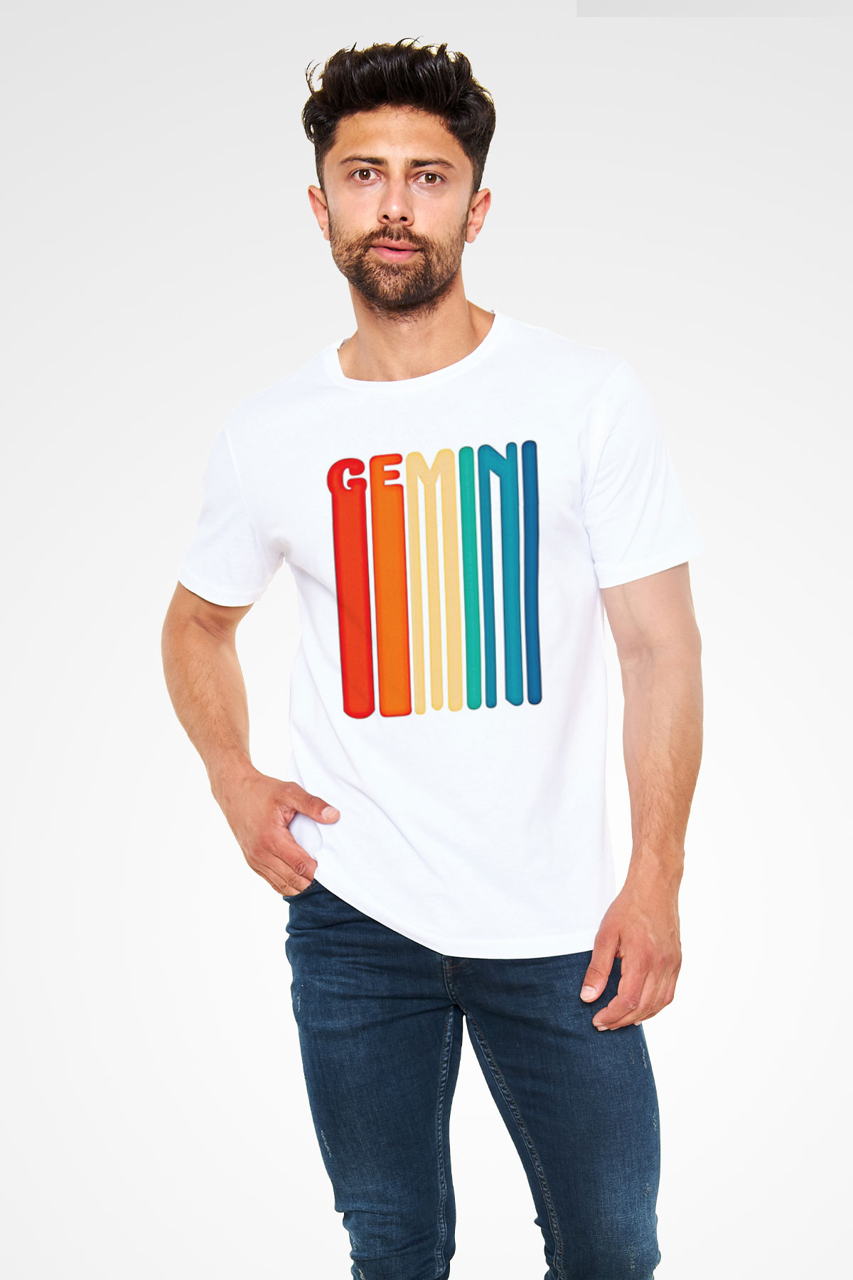 İkizler Burcu Unisex Baskılı Beyaz Tişört - Tshirt