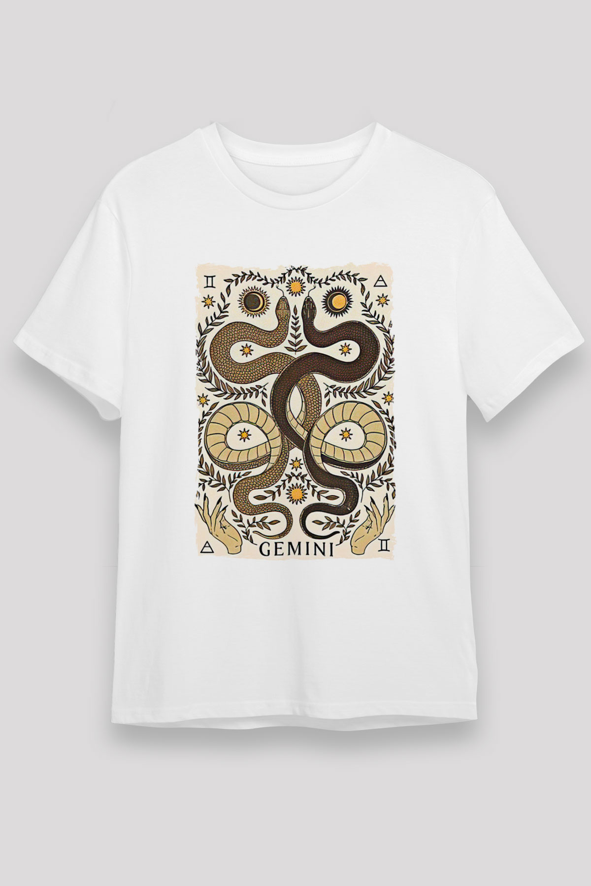 İkizler Burcu Unisex Baskılı Beyaz Tişört - Tshirt