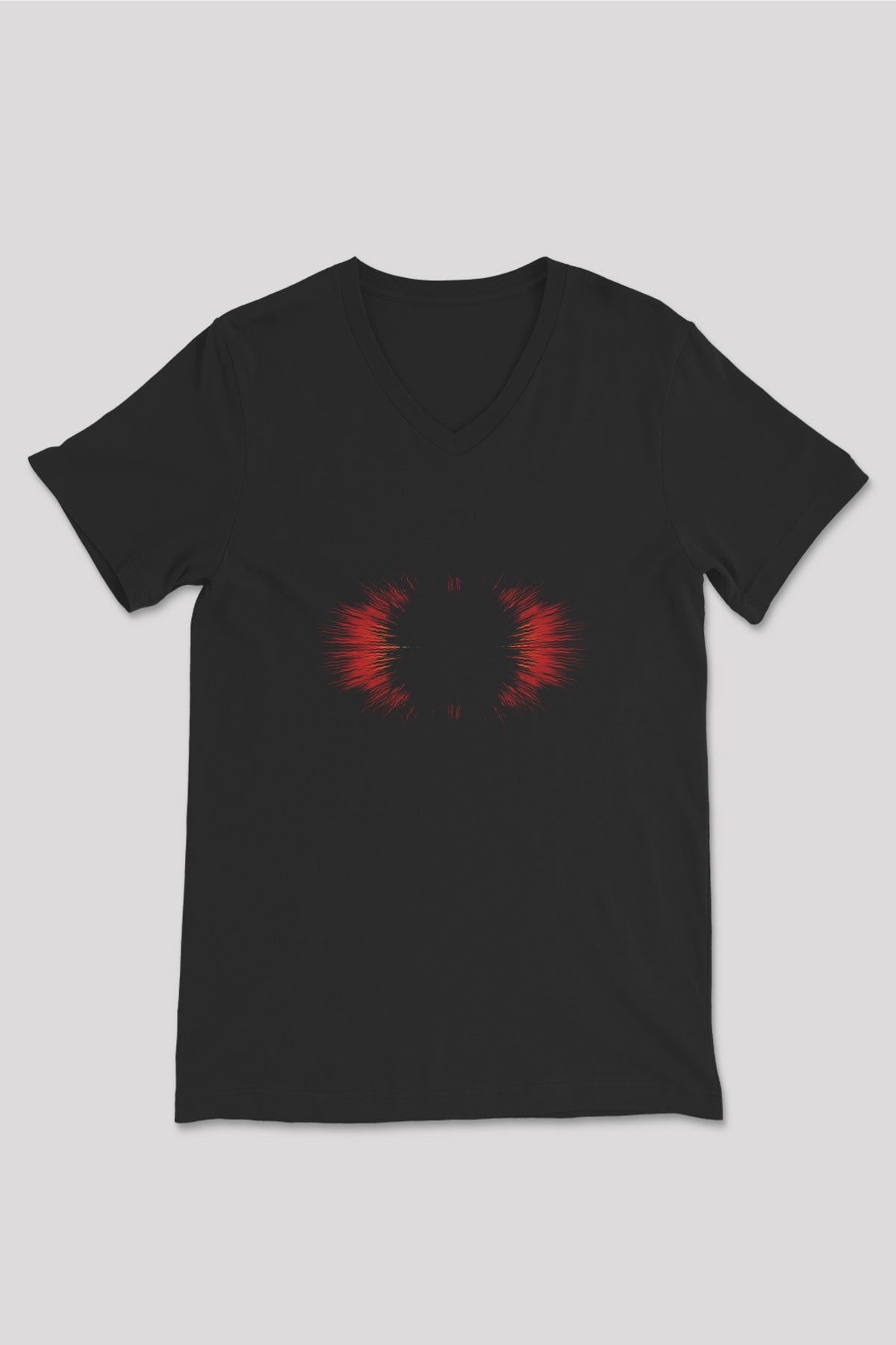 Illüzyon Siyah Unisex V Yaka Tişört