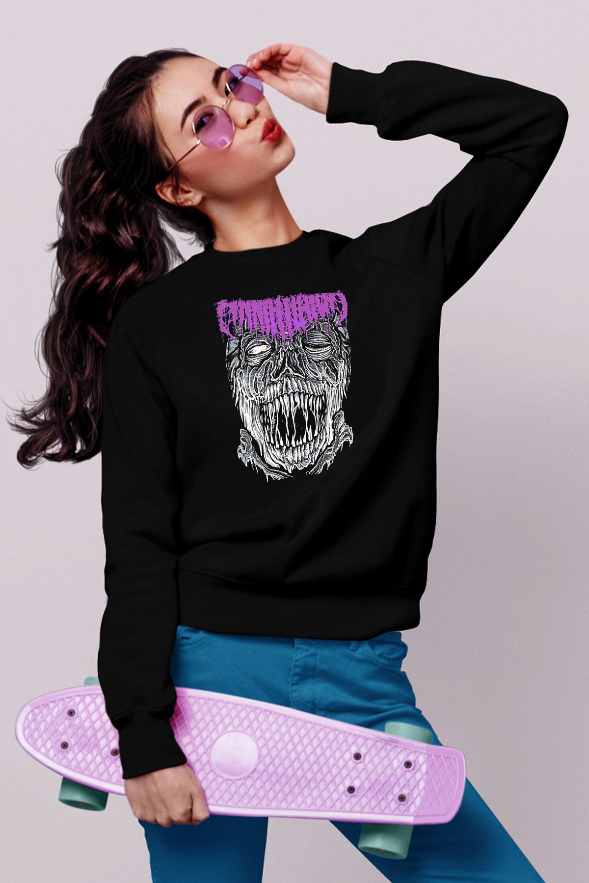 Impetigo Baskılı Unisex Siyah Sweatshirt