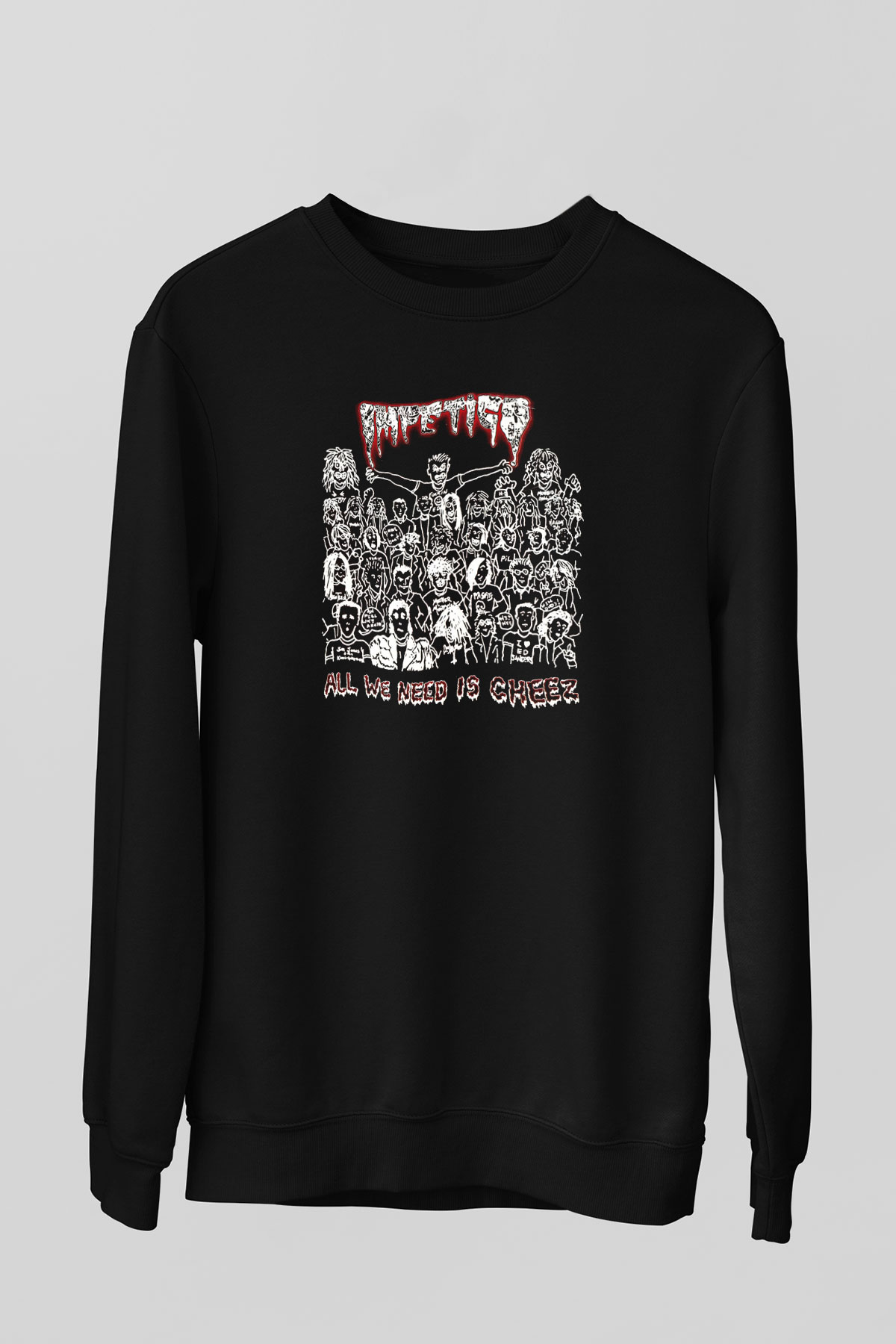 Impetigo Baskılı Unisex Siyah Sweatshirt