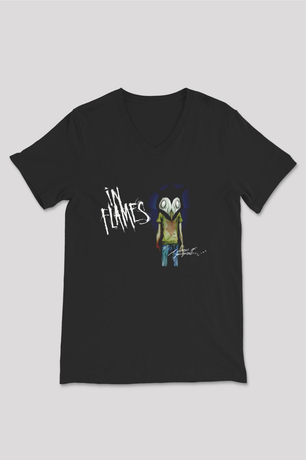 In Flames Siyah Unisex V Yaka Tişört