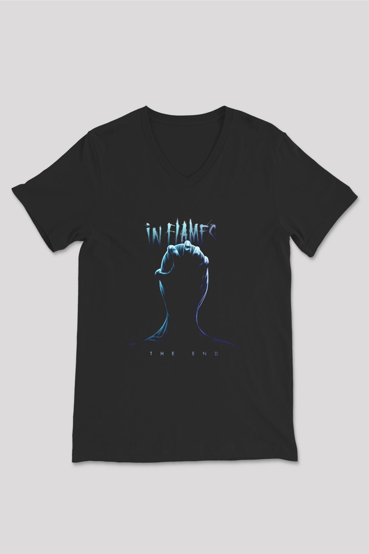 In Flames Siyah Unisex V Yaka Tişört