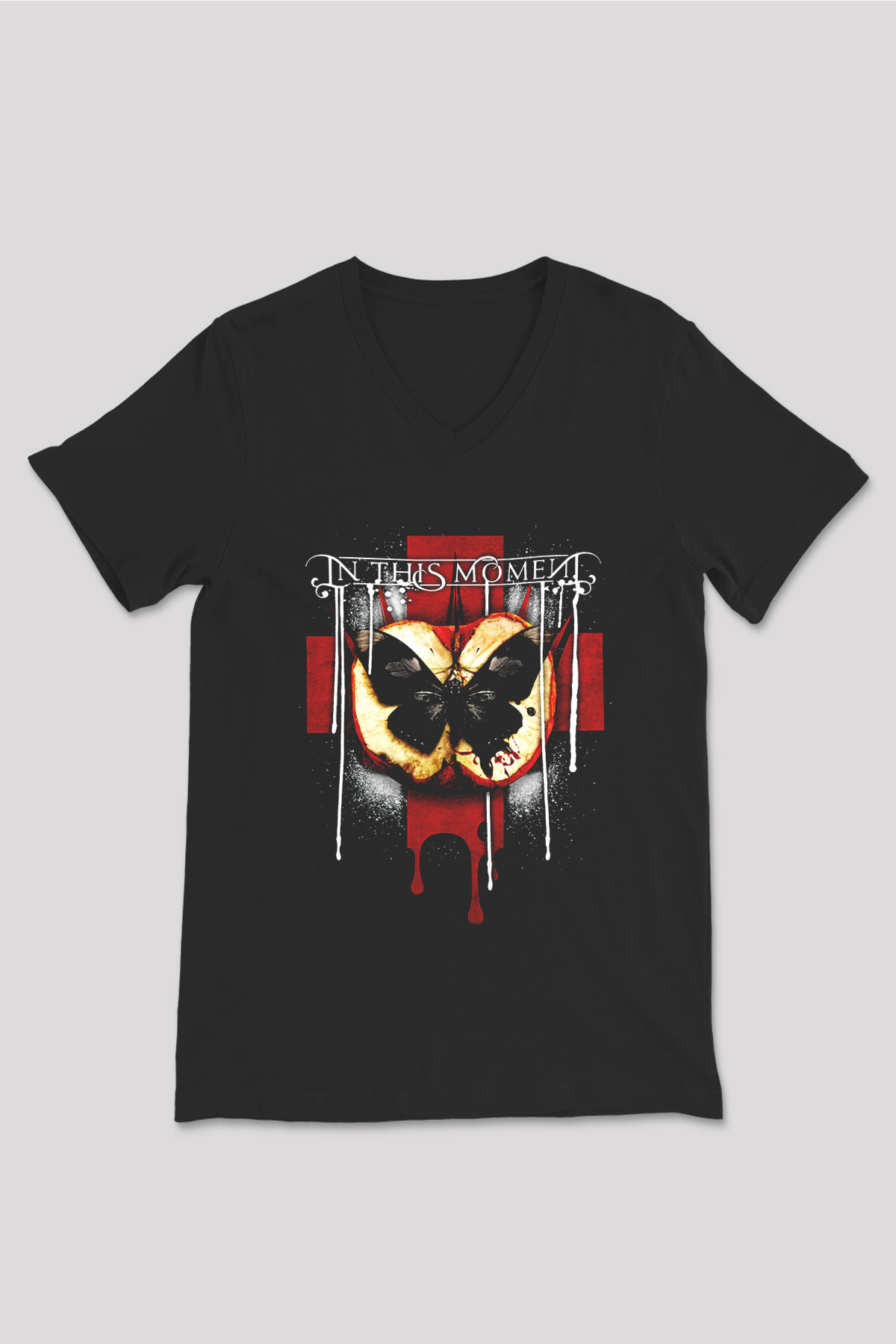In This Moment Siyah Unisex V Yaka Tişört T-Shirt