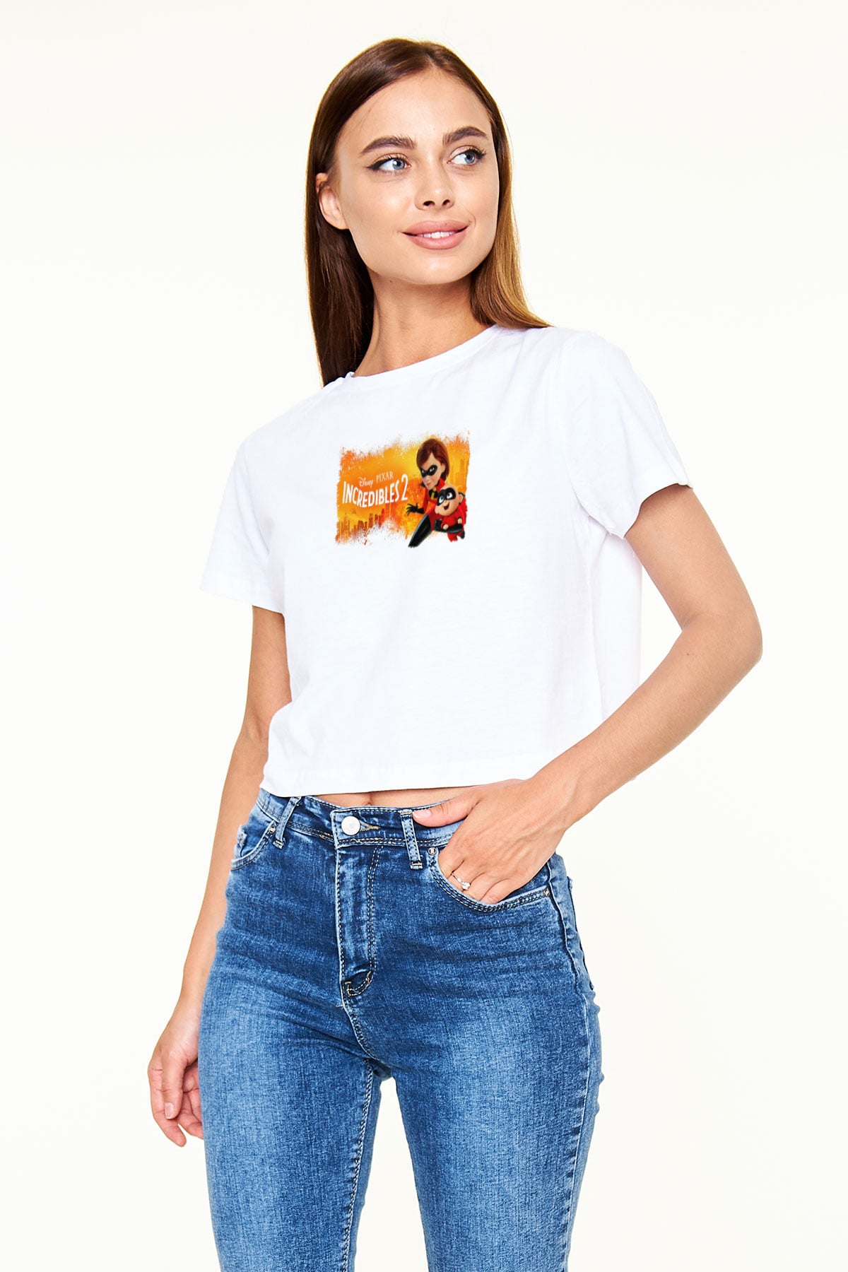 Incredibles (The) Beyaz  Crop Top Tişört