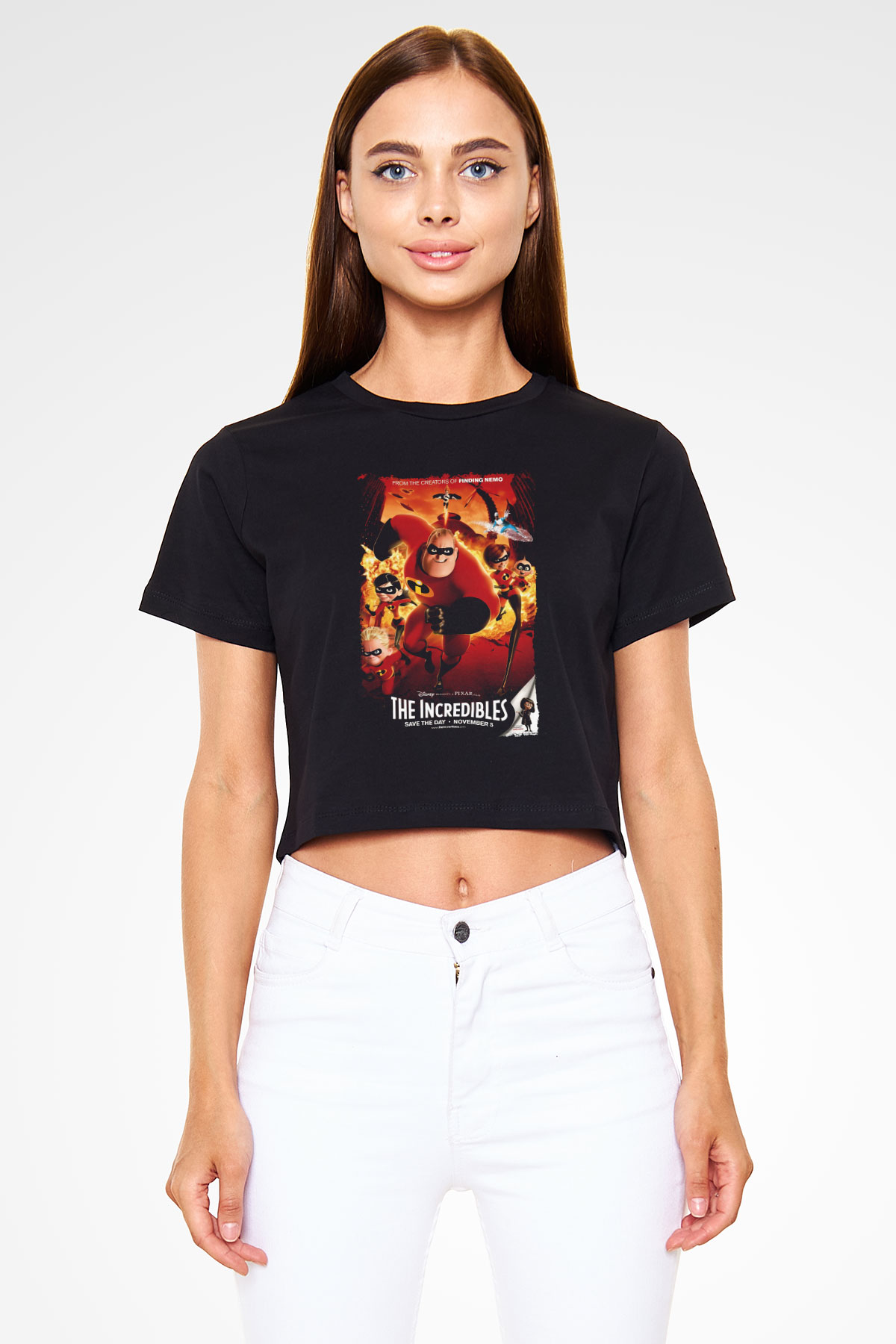 Incredibles (The) Siyah  Crop Top Tişört