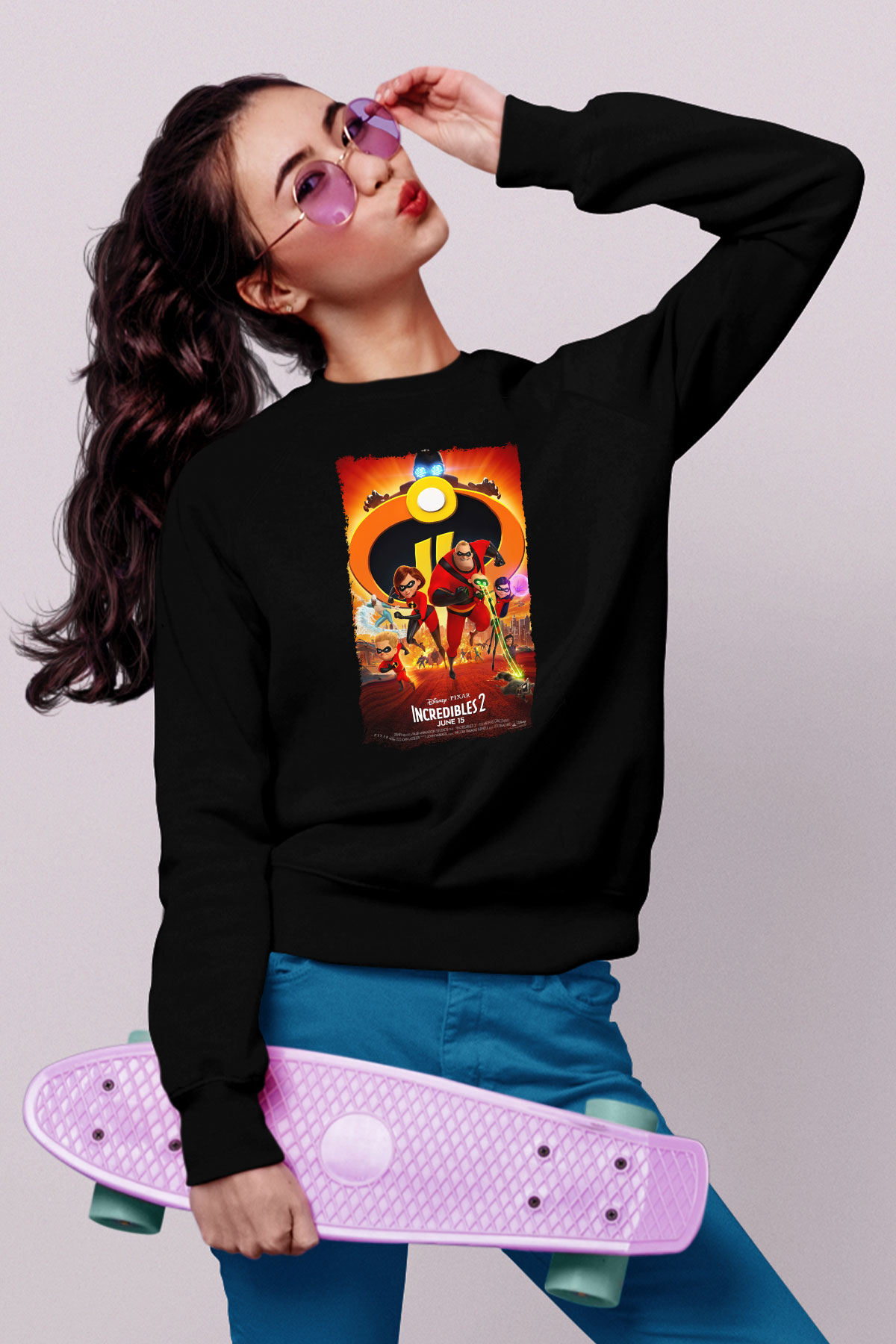 Incredibles (The) Siyah Unisex Sweatshirt