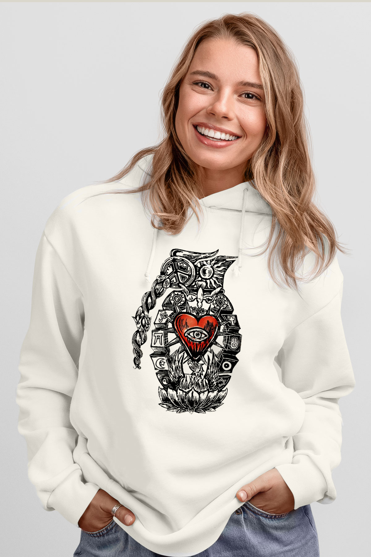 Incubus Beyaz Unisex Kapşonlu Sweatshirt