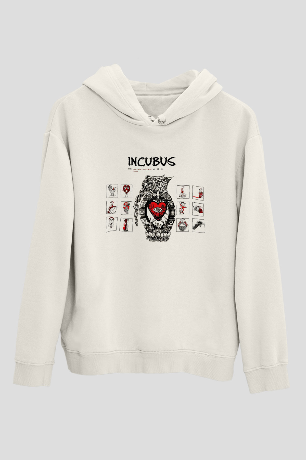 Incubus Beyaz Unisex Kapşonlu Sweatshirt