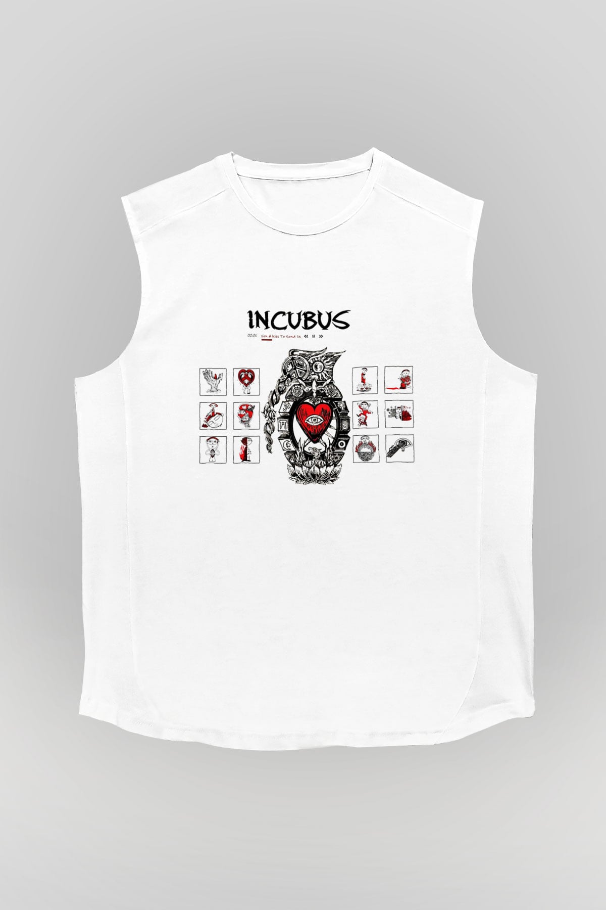 Incubus Beyaz Unisex Kolsuz Tişört