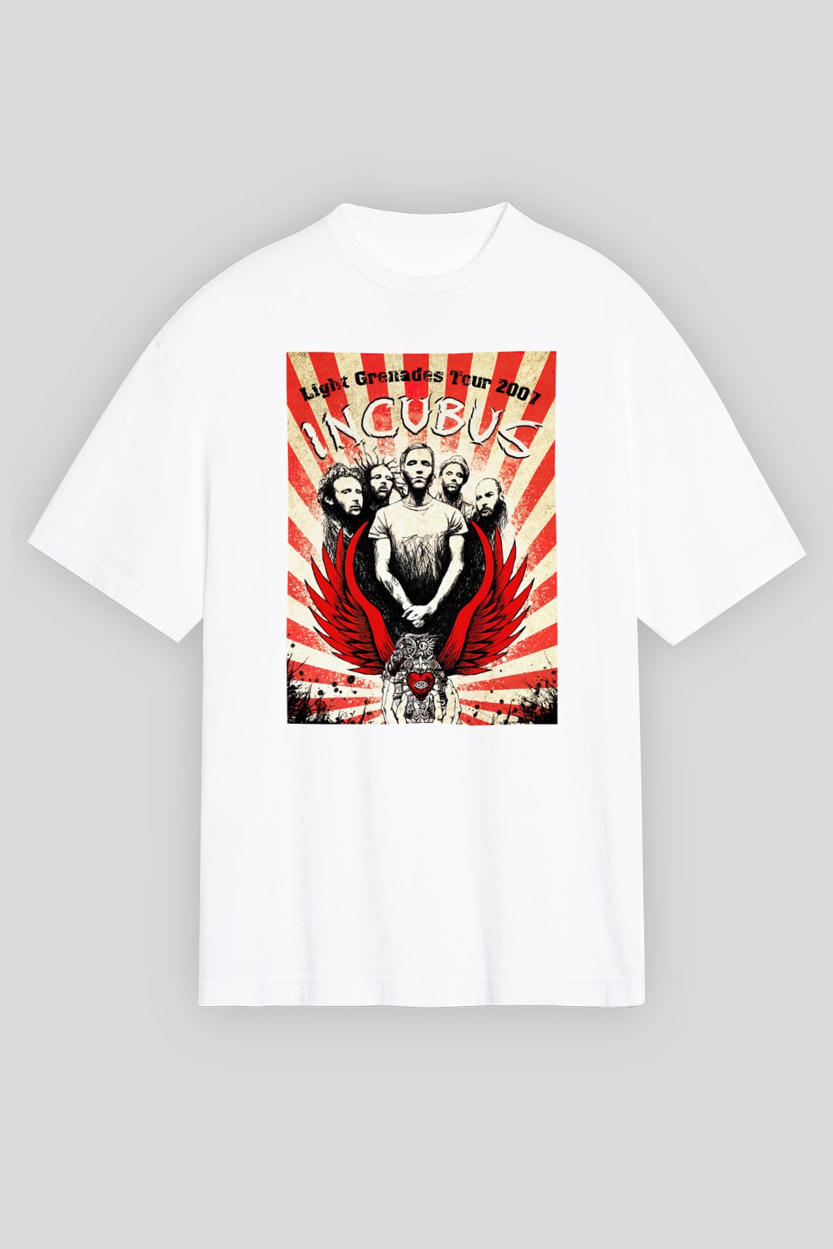 Incubus Beyaz Unisex Oversize Tişört T-Shirt