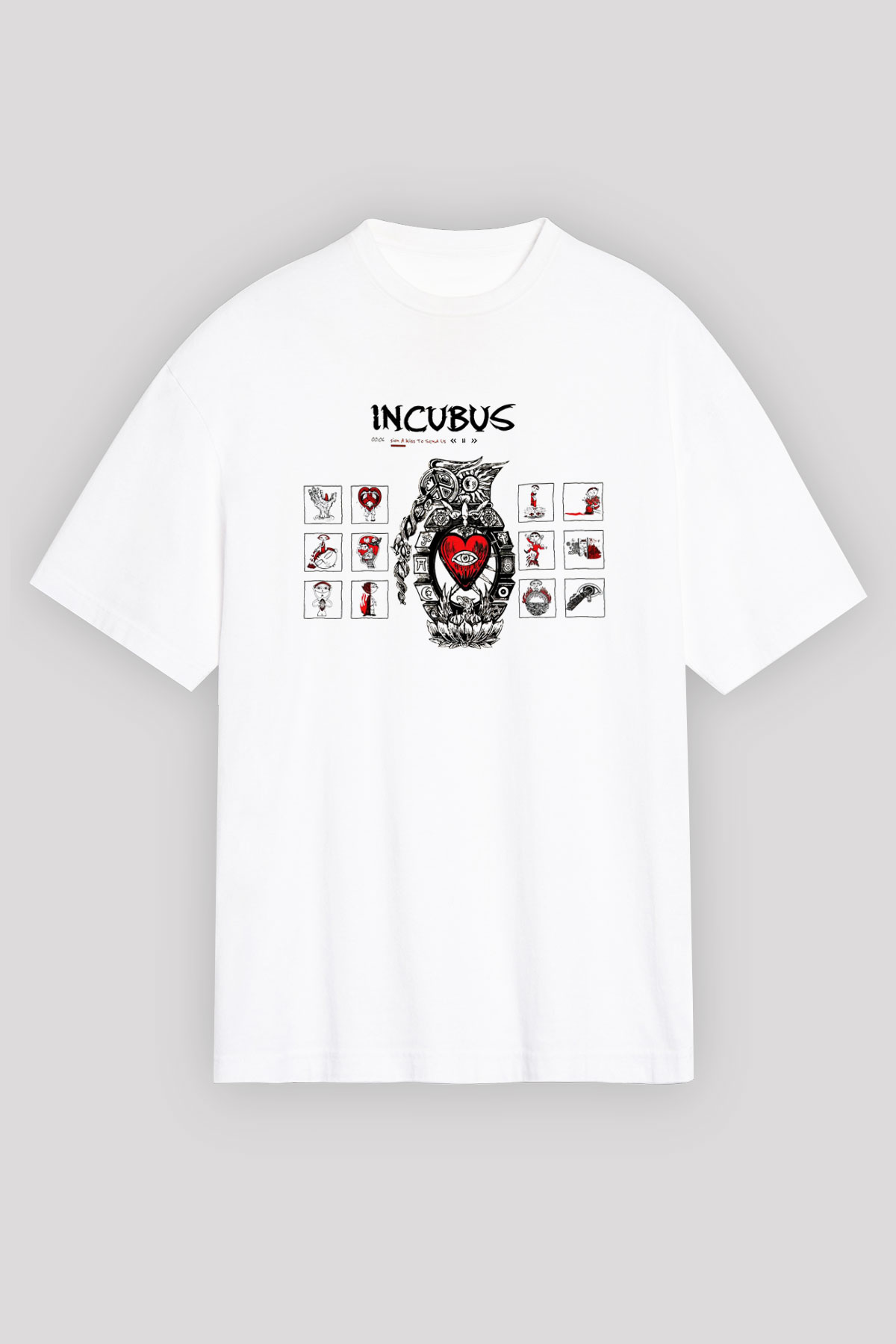 Incubus Beyaz Unisex Oversize Tişört T-Shirt
