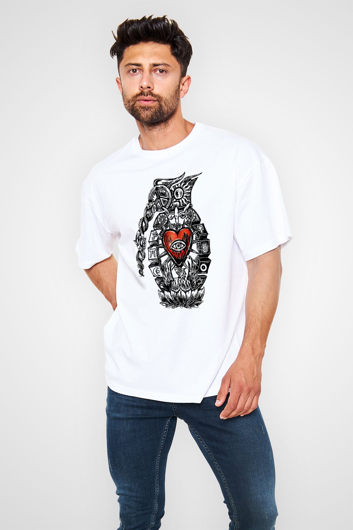 Incubus Beyaz Unisex Oversize Tişört T-Shirt