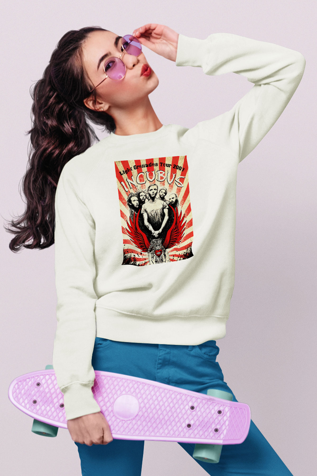 Incubus Beyaz Unisex Sweatshirt