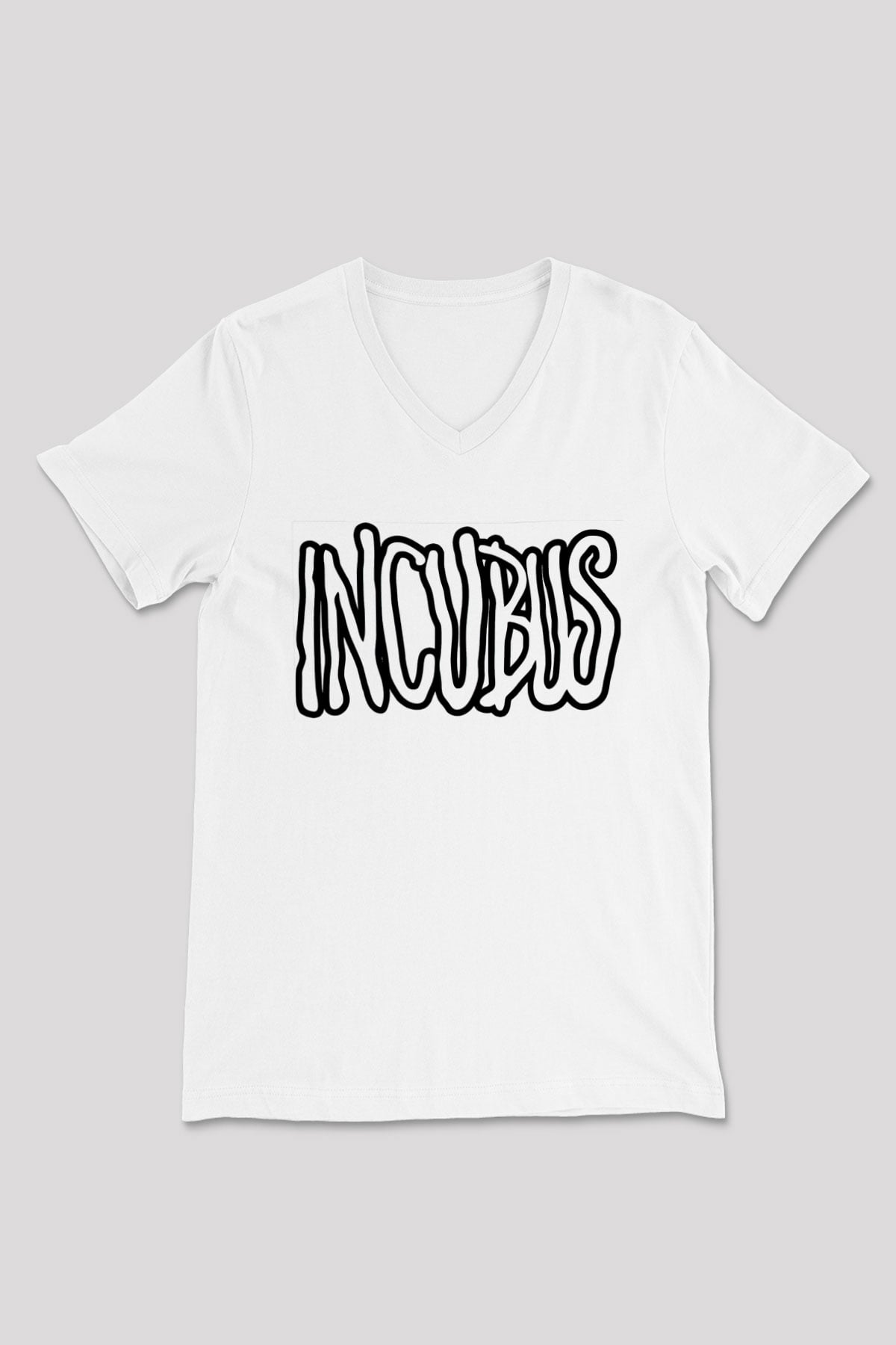 Incubus Beyaz Unisex V Yaka Tişört T-Shirt