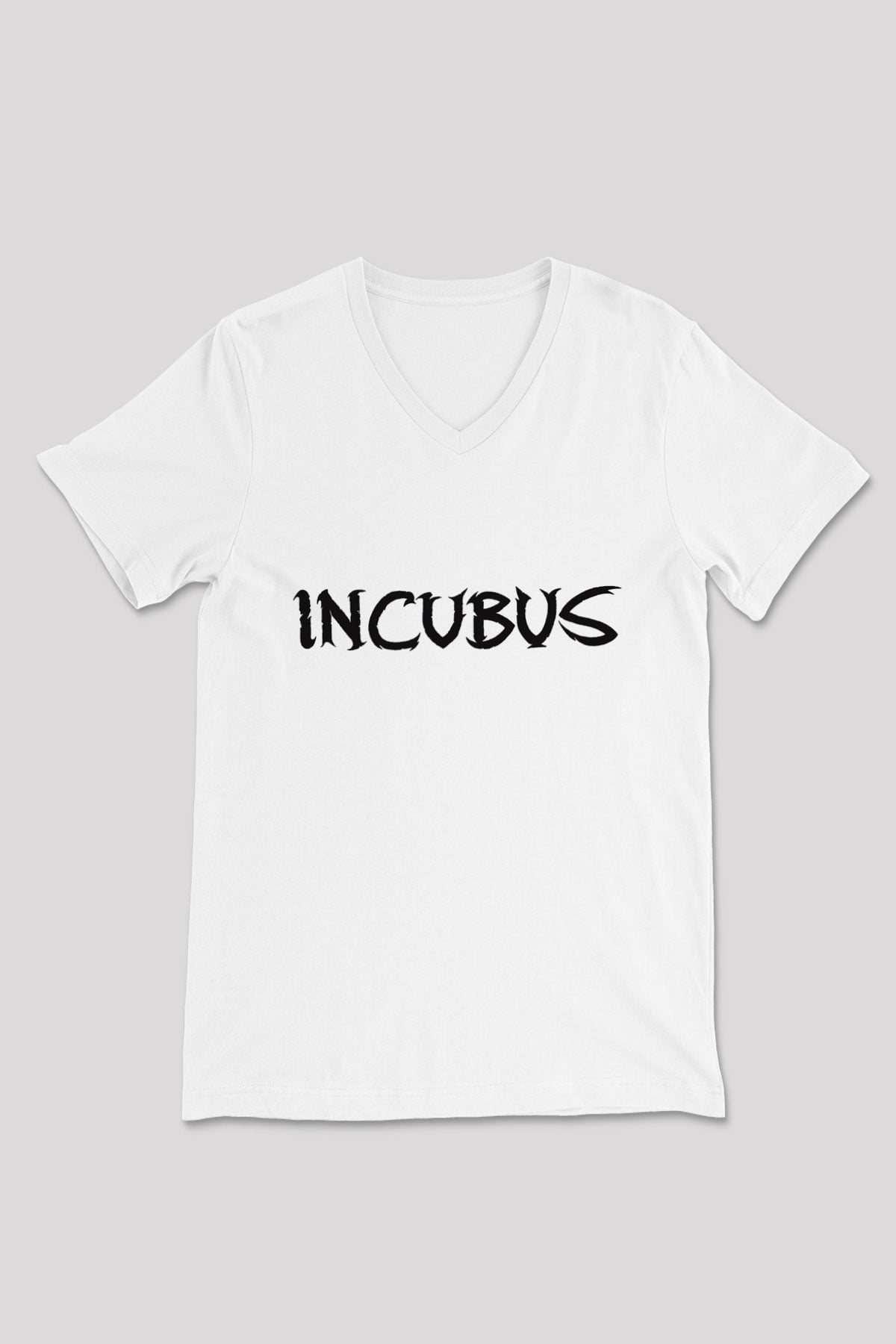 Incubus Beyaz Unisex V Yaka Tişört T-Shirt