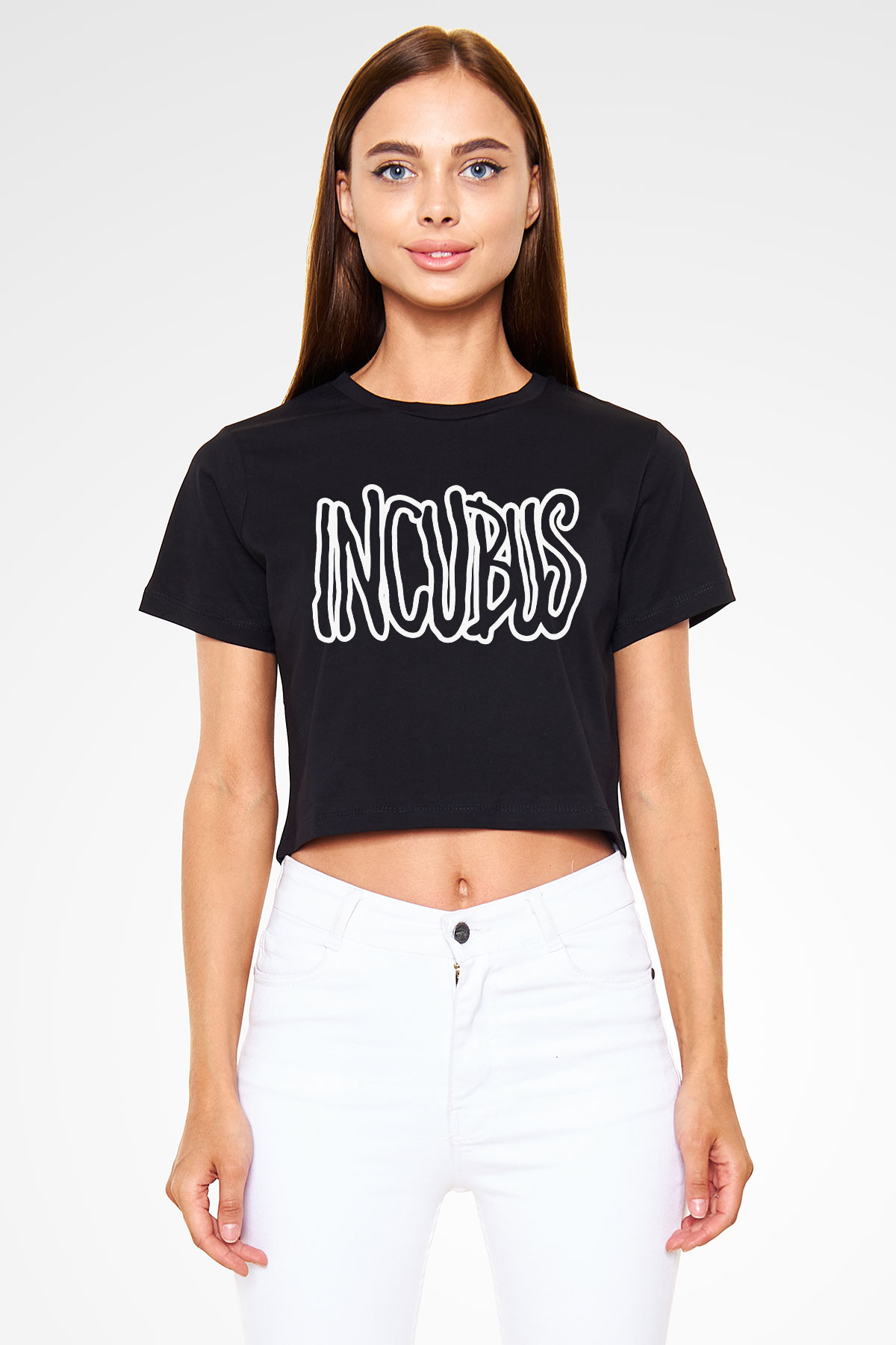 Incubus Siyah Crop Top Tişört