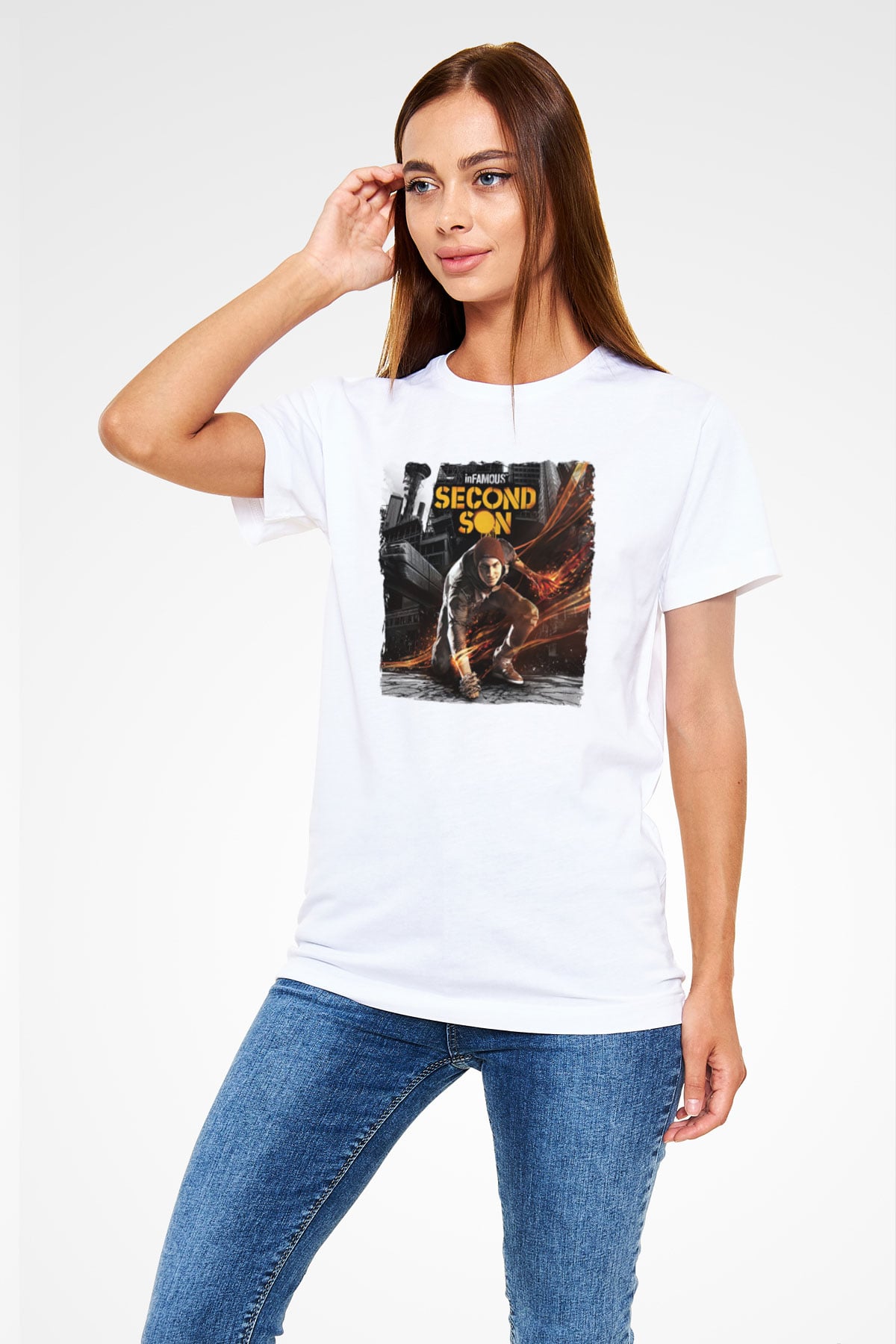 Infamous Beyaz Unisex Tişört T-Shirt