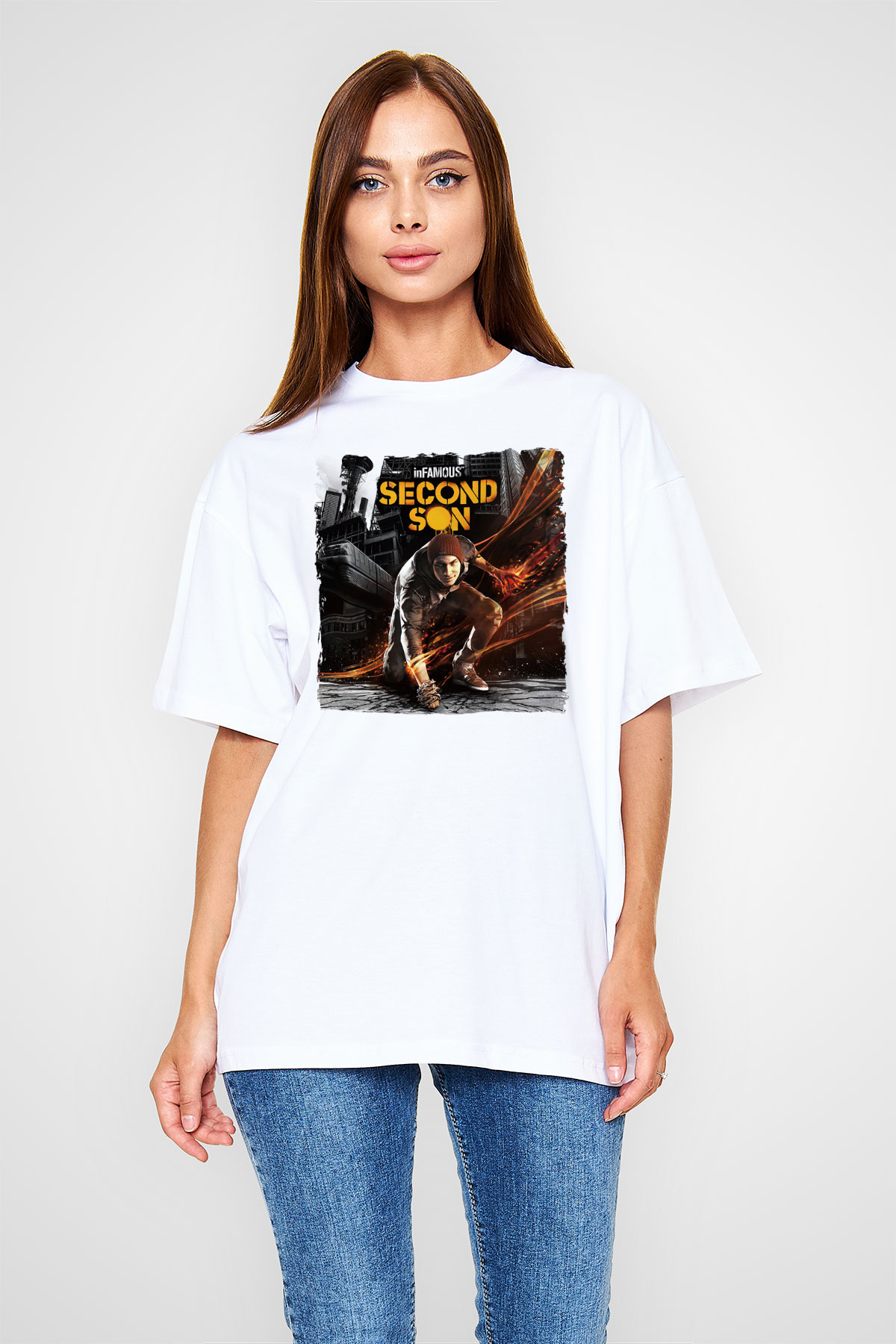 Infamous Beyaz Oversize Tişört Oversize T-shirt