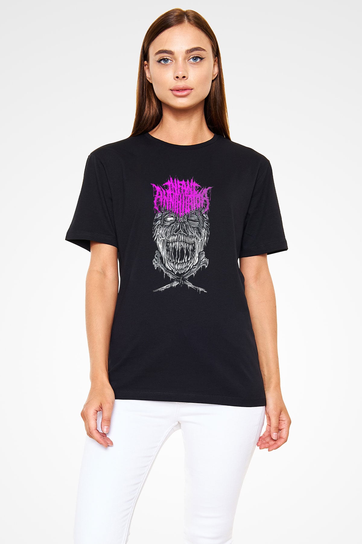 İnfant Annihilator Baskılı Unisex Siyah Tişört - Tshirt