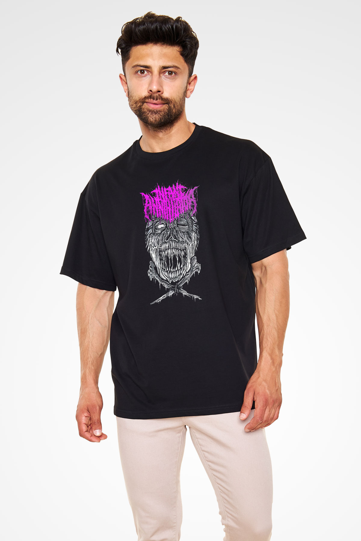 İnfant Annihilator Baskılı Unisex Siyah Oversize Tişört - Tshirt