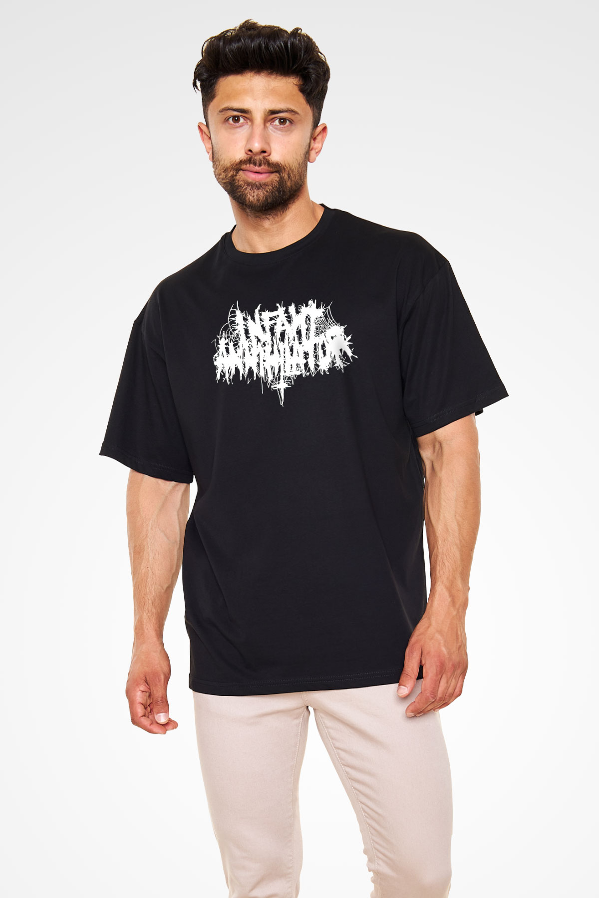 İnfant Annihilator Baskılı Unisex Siyah Oversize Tişört - Tshirt