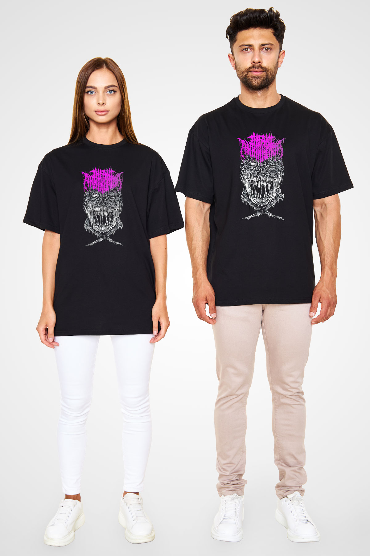 İnfant Annihilator Baskılı Unisex Siyah Oversize Tişört - Tshirt