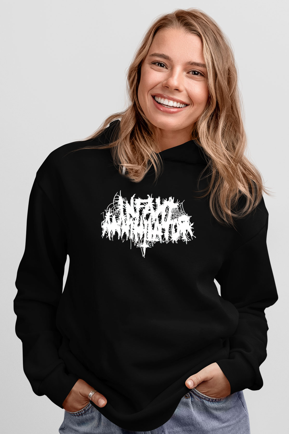 İnfant Annihilator Baskılı Unisex Siyah Kapüşonlu Sweatshirt