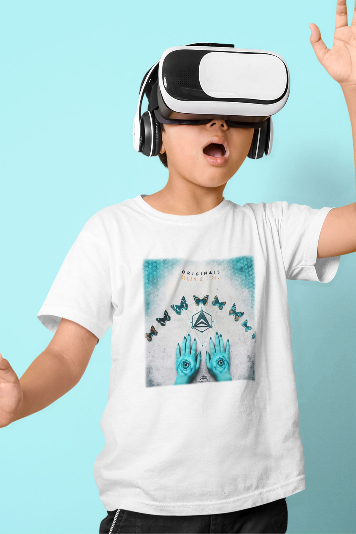Infected Mushroom Baskılı Beyaz Unisex Çocuk Tişört