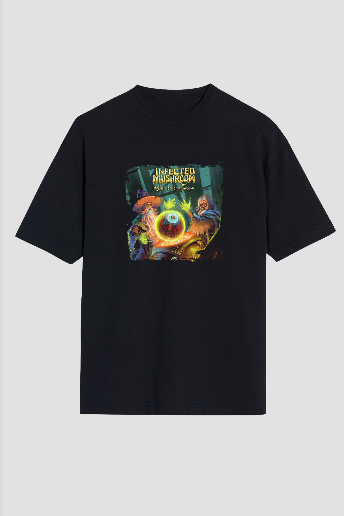Infected Mushroom Baskılı Unisex Oversize Siyah Tişört