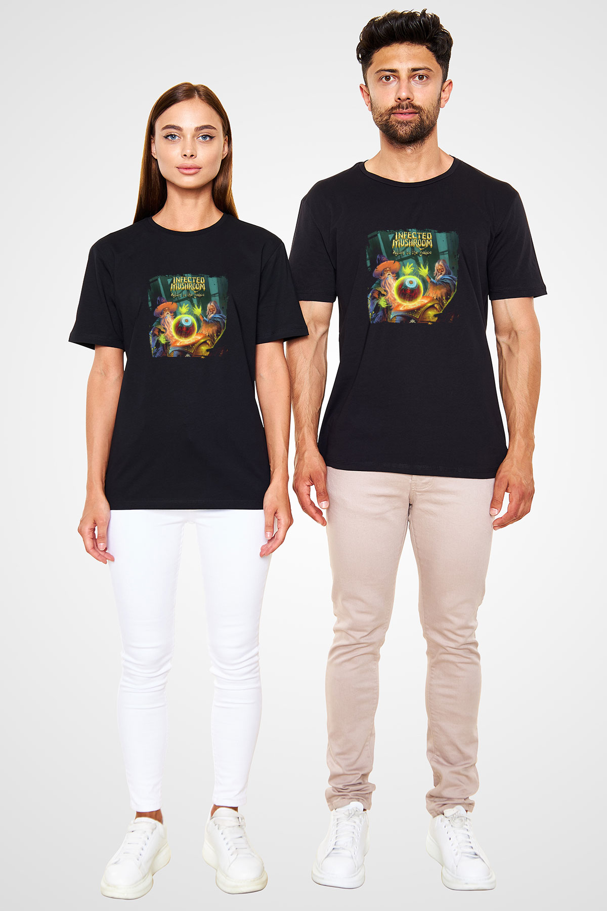 Infected Mushroom Baskılı Unisex Siyah Tişört
