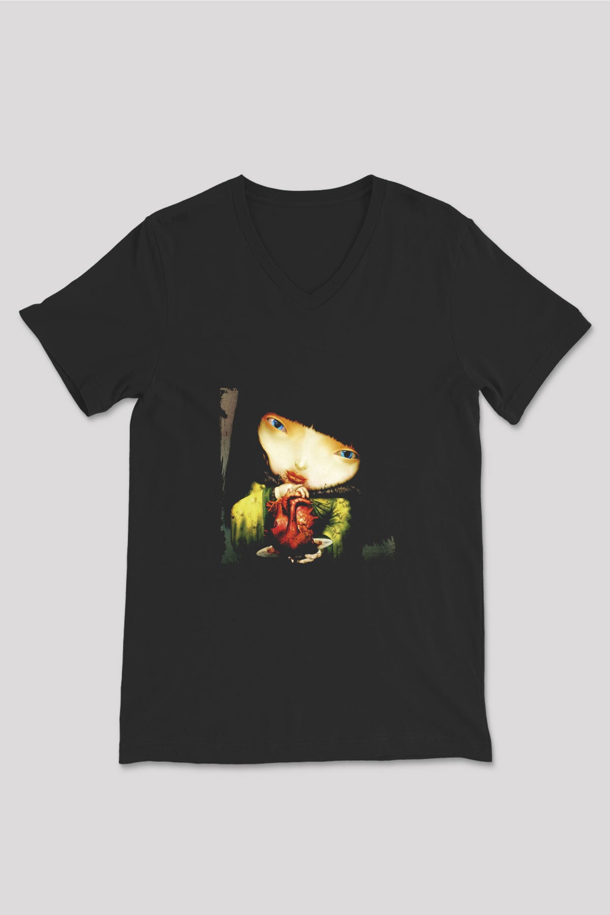Infected Mushroom Baskılı Unisex Siyah V Yaka Tişört