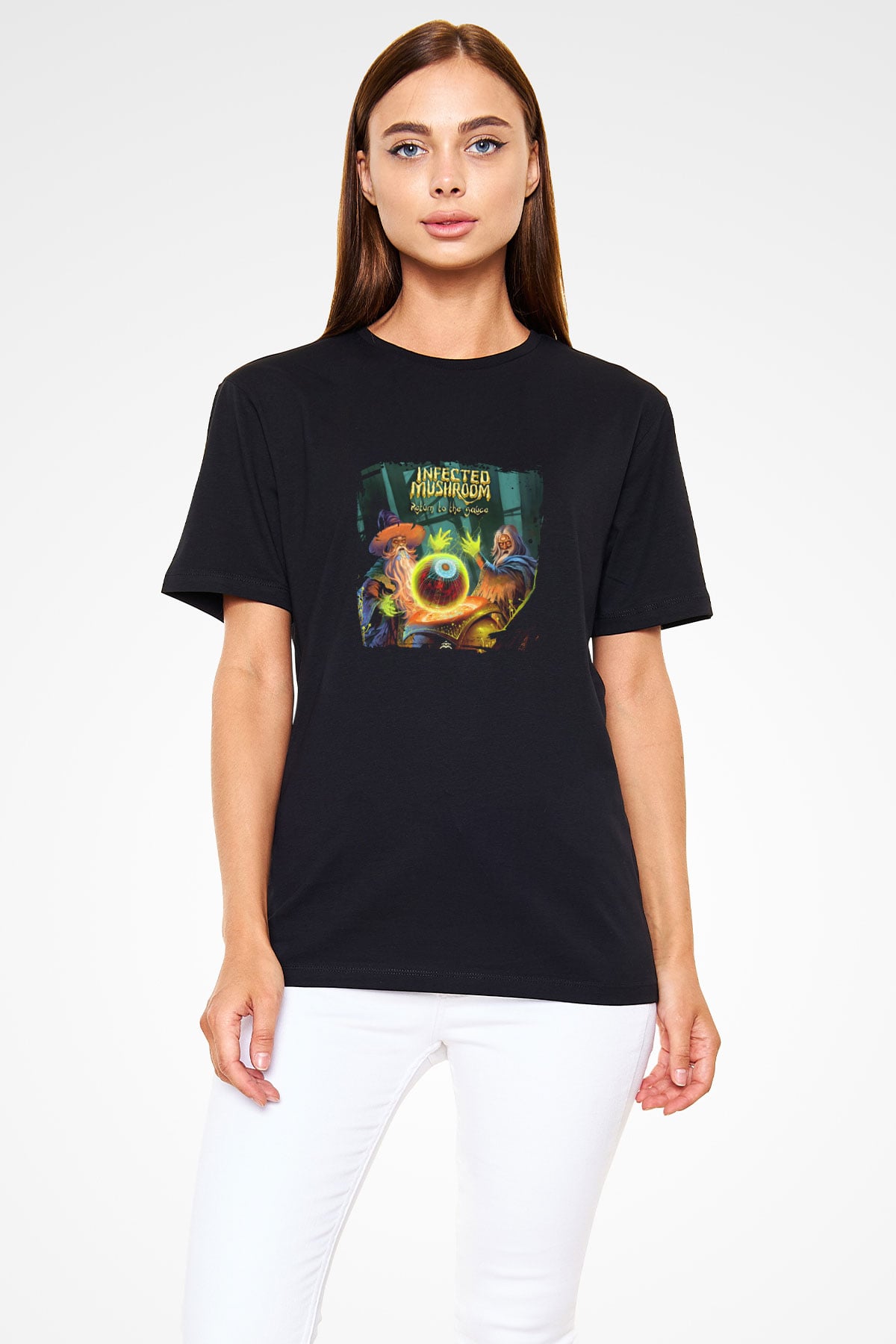 Infected Mushroom Baskılı Unisex Siyah Tişört