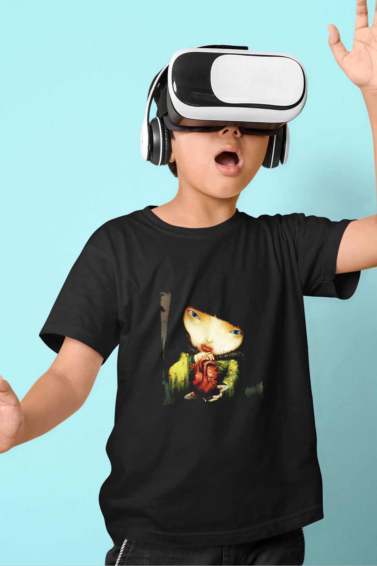 Infected Mushroom Baskılı Unisex Siyah Çocuk Tişört