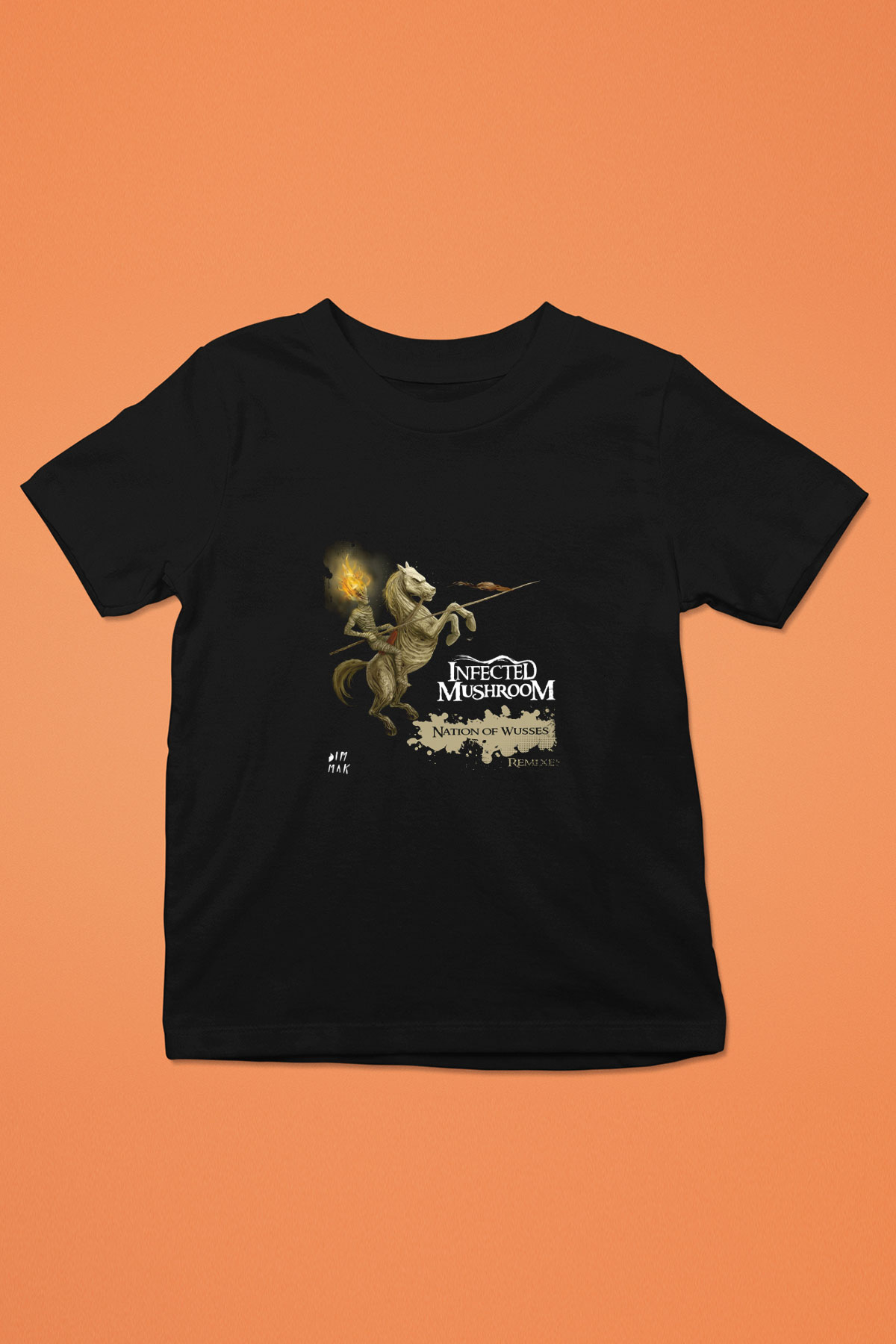 Infected Mushroom Baskılı Unisex Siyah Çocuk Tişört