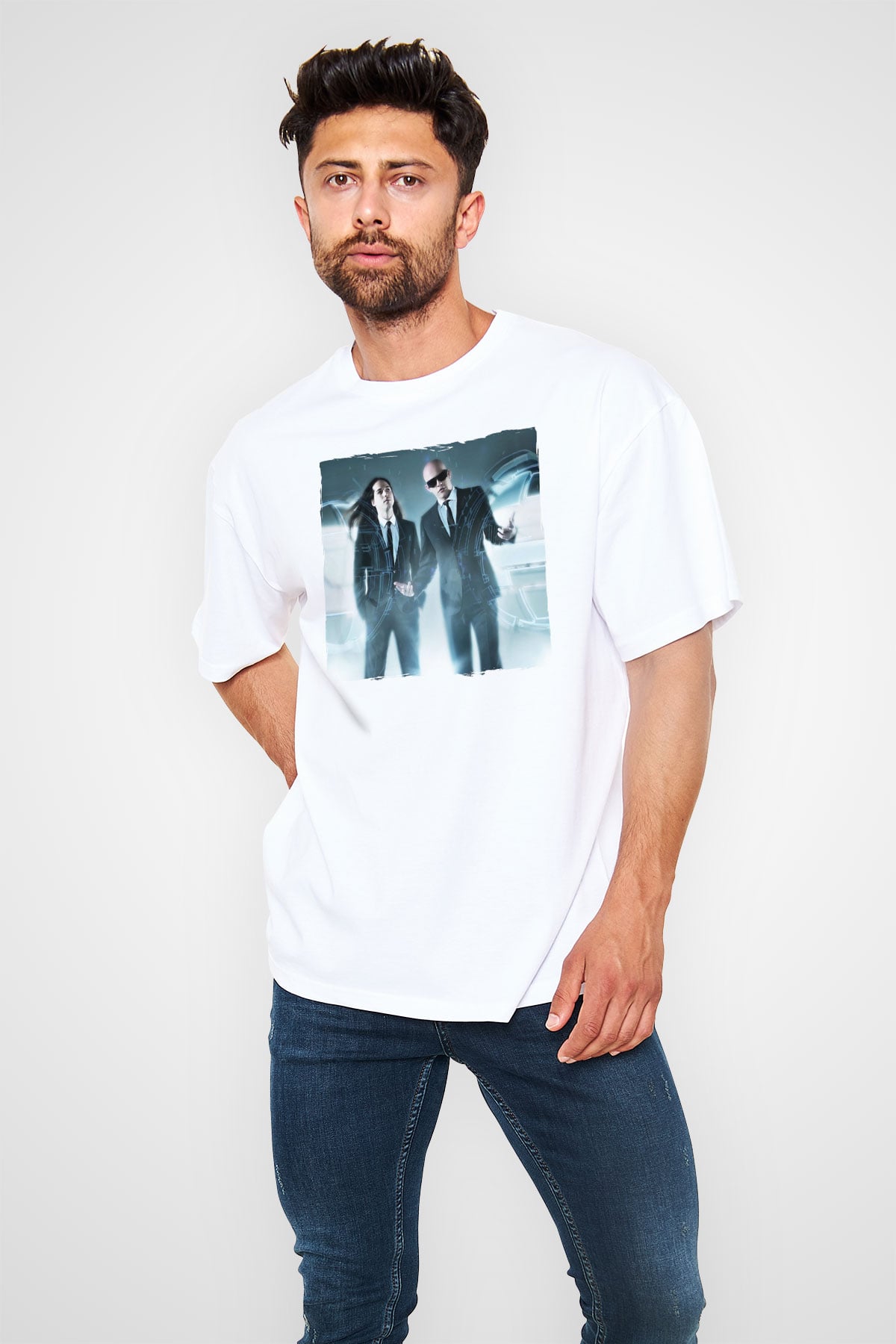 Infected Mushroom Beyaz Oversize Tişört Oversize T-shirt - TişörtFabrikası