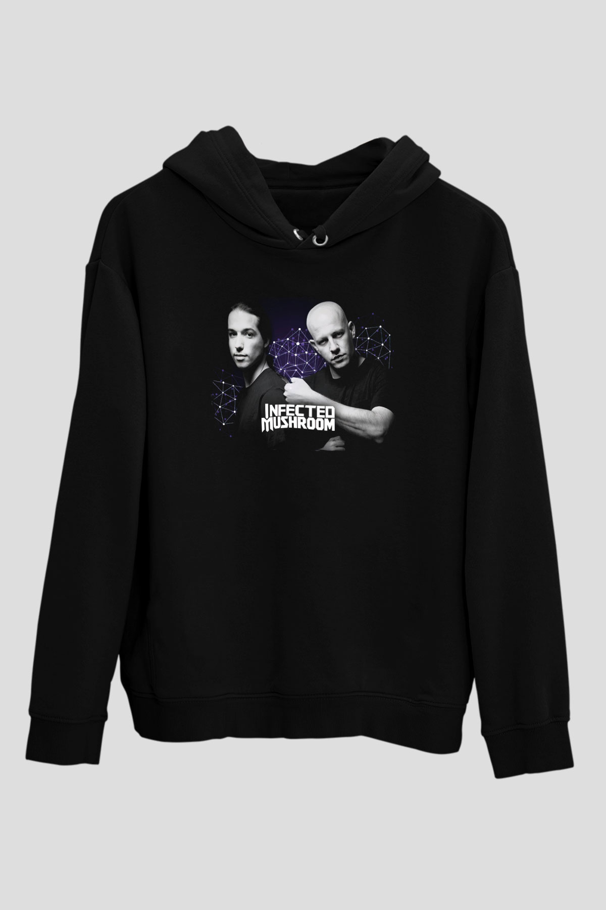 Infected Mushroom Siyah Unisex Kapüşonlu Sweatshirt