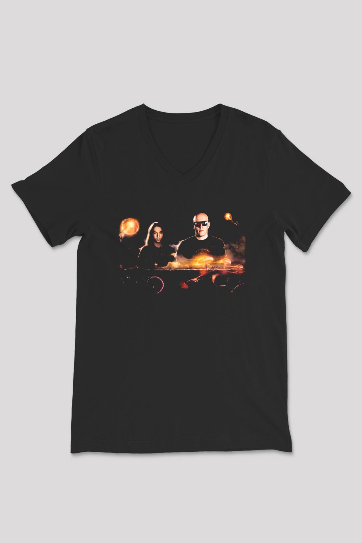 Infected Mushroom Siyah Unisex V Yaka Tişört T-Shirt