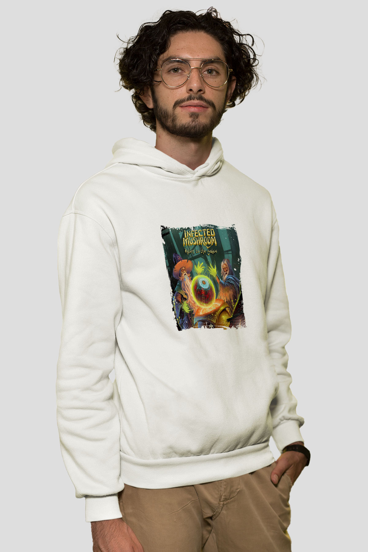 Infected MushroomBaskılı Beyaz Hoodie