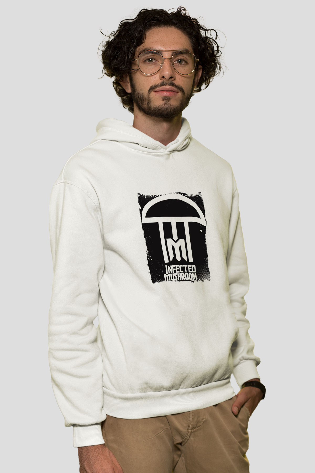 Infected MushroomBaskılı Beyaz Hoodie