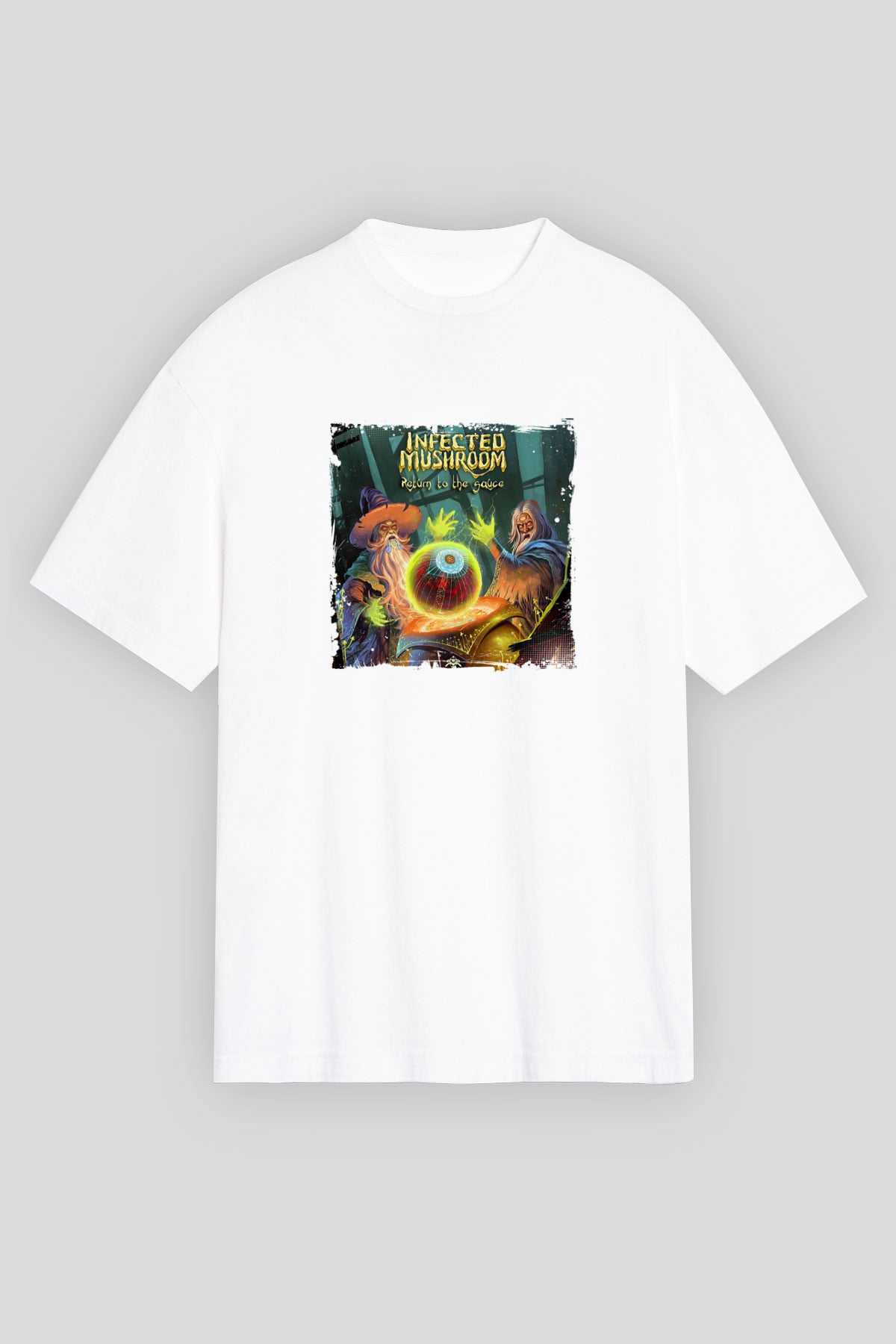 Infected MushroomBaskılı Beyaz Oversize Tişört