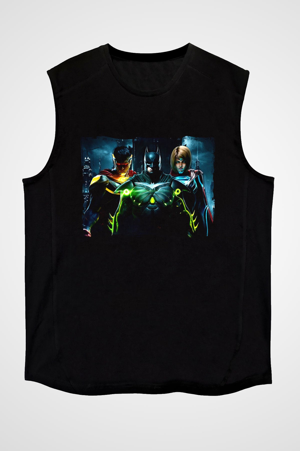 Injustice 2 Siyah Unisex Kolsuz Tişört